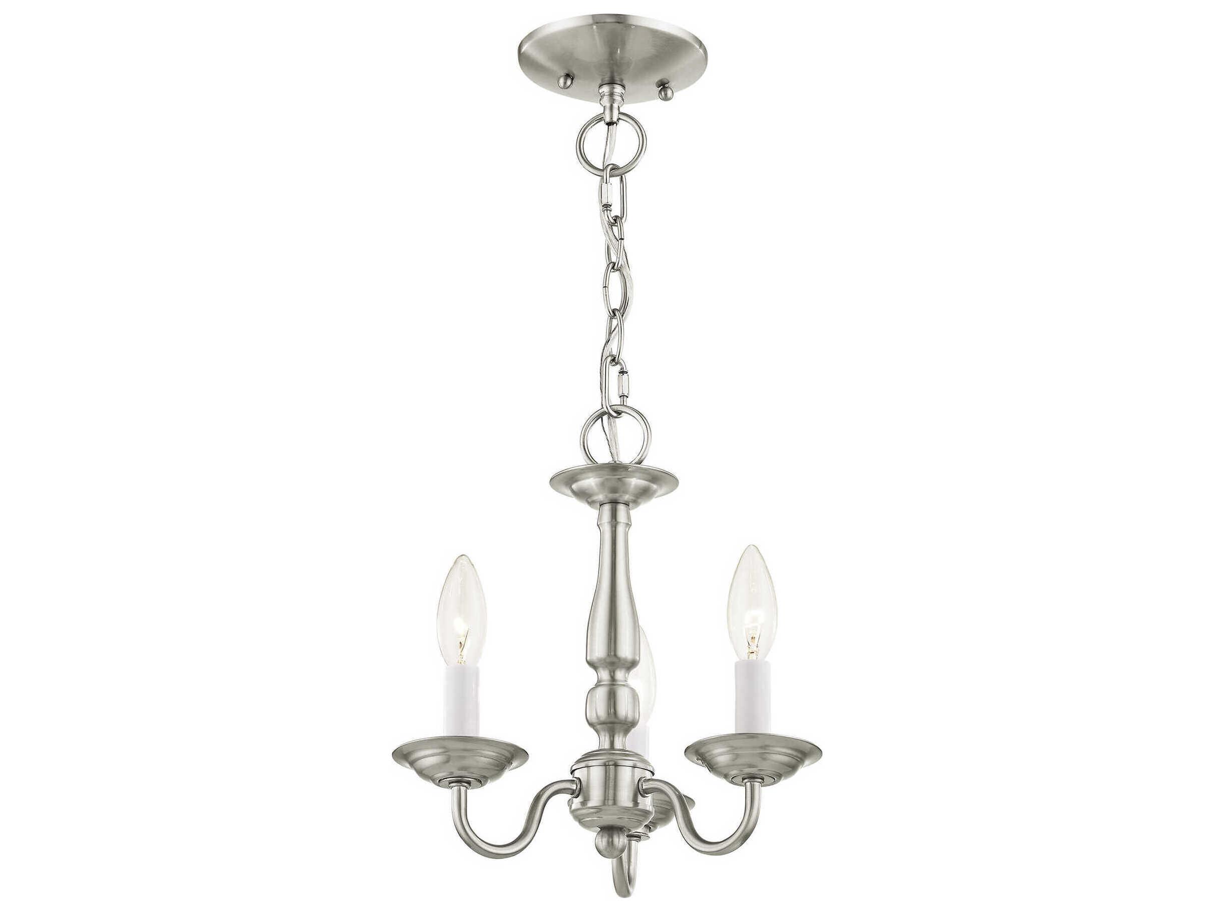 Livex Lighting Williamsburgh 3-Light Brushed Nickel Candelabra Chandelier