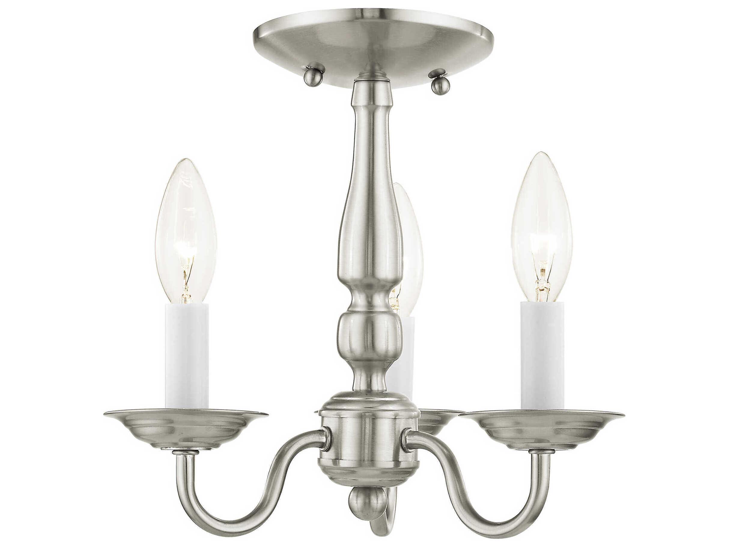 Livex Lighting Williamsburgh 3-Light Brushed Nickel Candelabra Chandelier