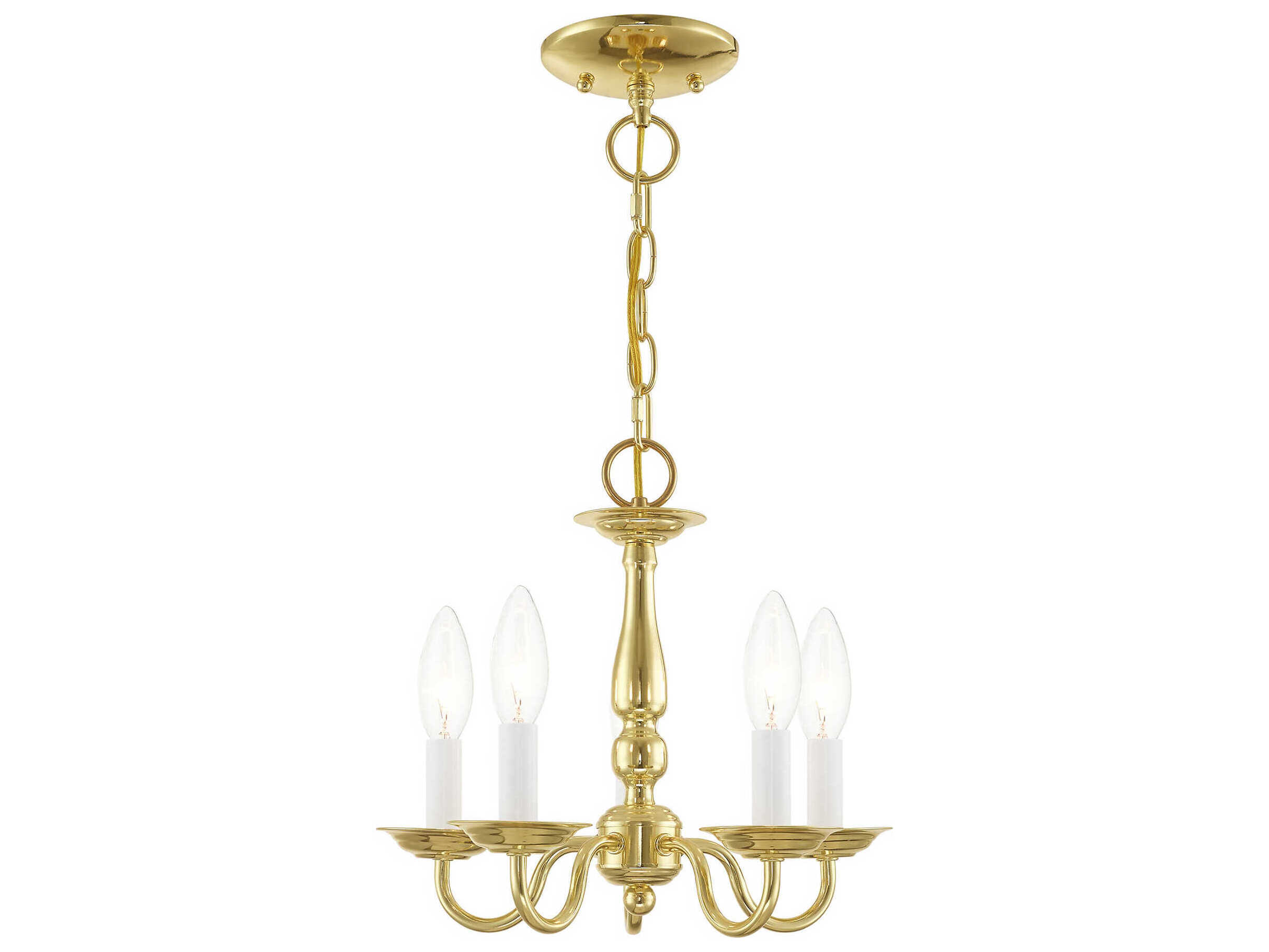 Livex Lighting Williamsburgh 5-Light Polished Brass Candelabra Chandelier