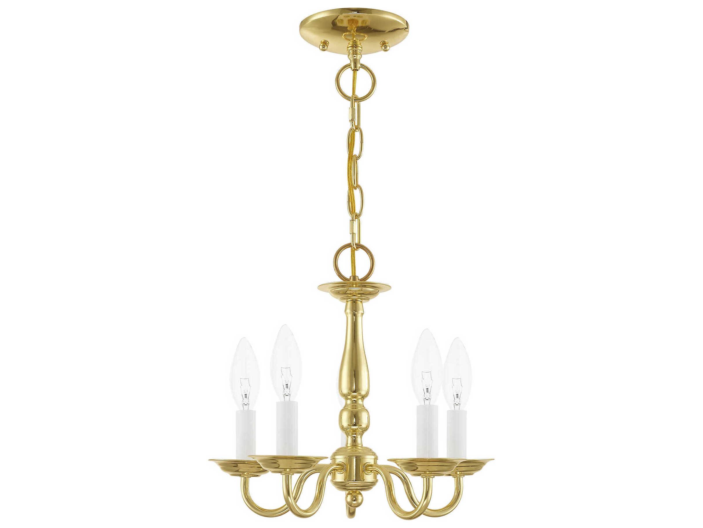 Livex Lighting Williamsburgh 5-Light Polished Brass Candelabra Chandelier