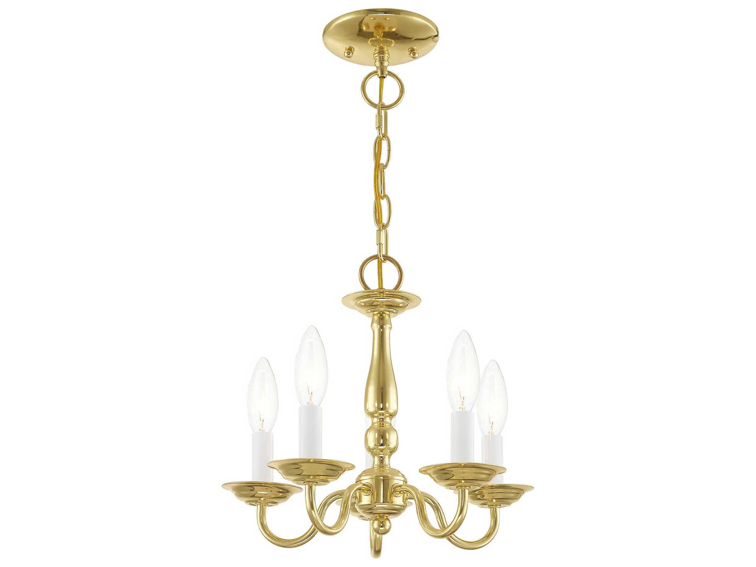 Livex Lighting Williamsburgh 5-Light Polished Brass Candelabra Chandelier