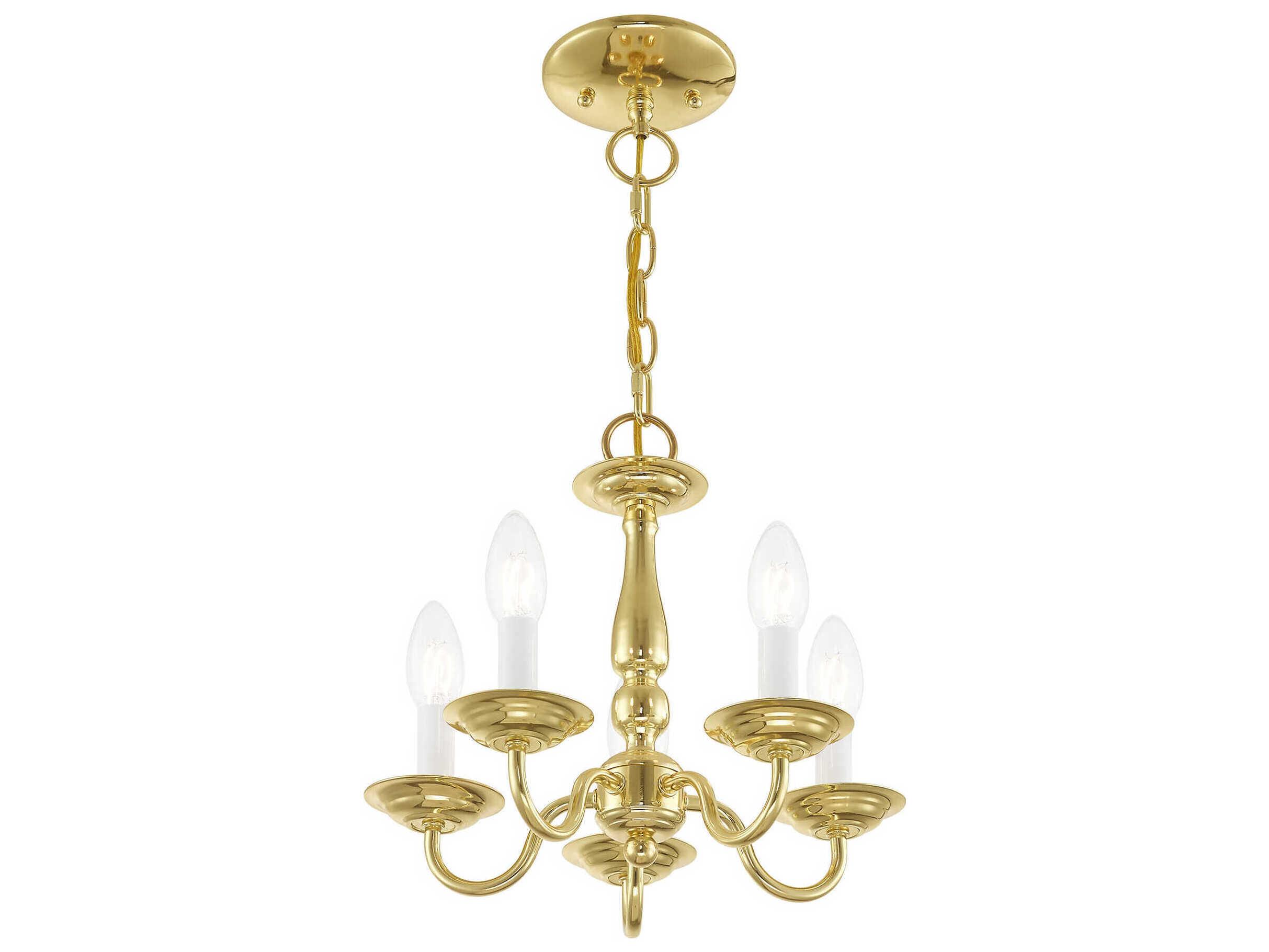 Livex Lighting Williamsburgh 5-Light Polished Brass Candelabra Chandelier