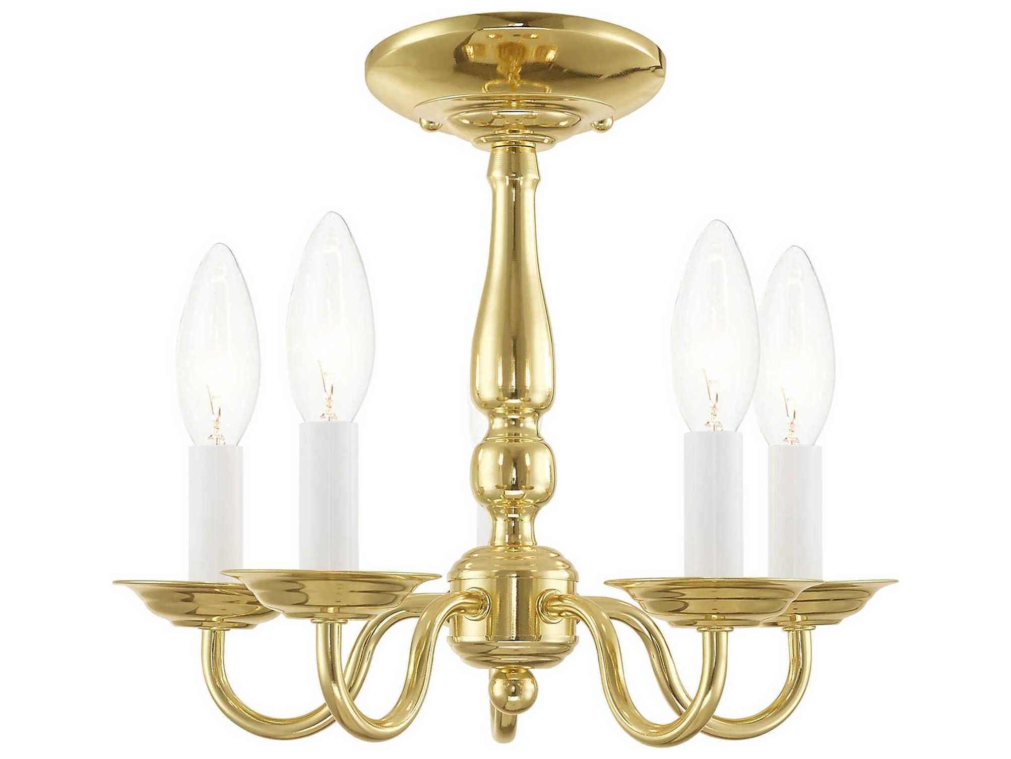 Livex Lighting Williamsburgh 5-Light Polished Brass Candelabra Chandelier