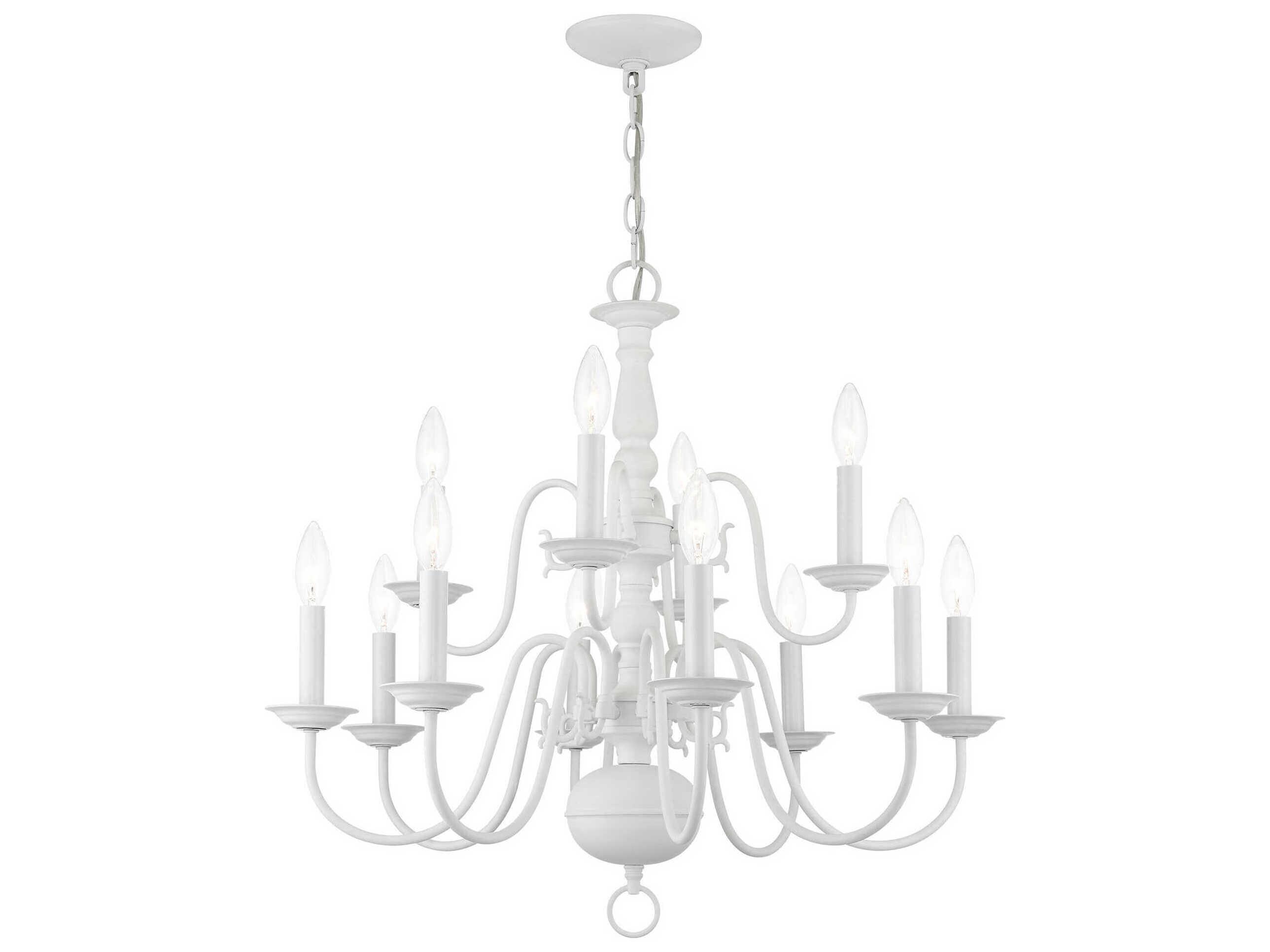 Livex Lighting Williamsburgh 12-Light White Candelabra Chandelier