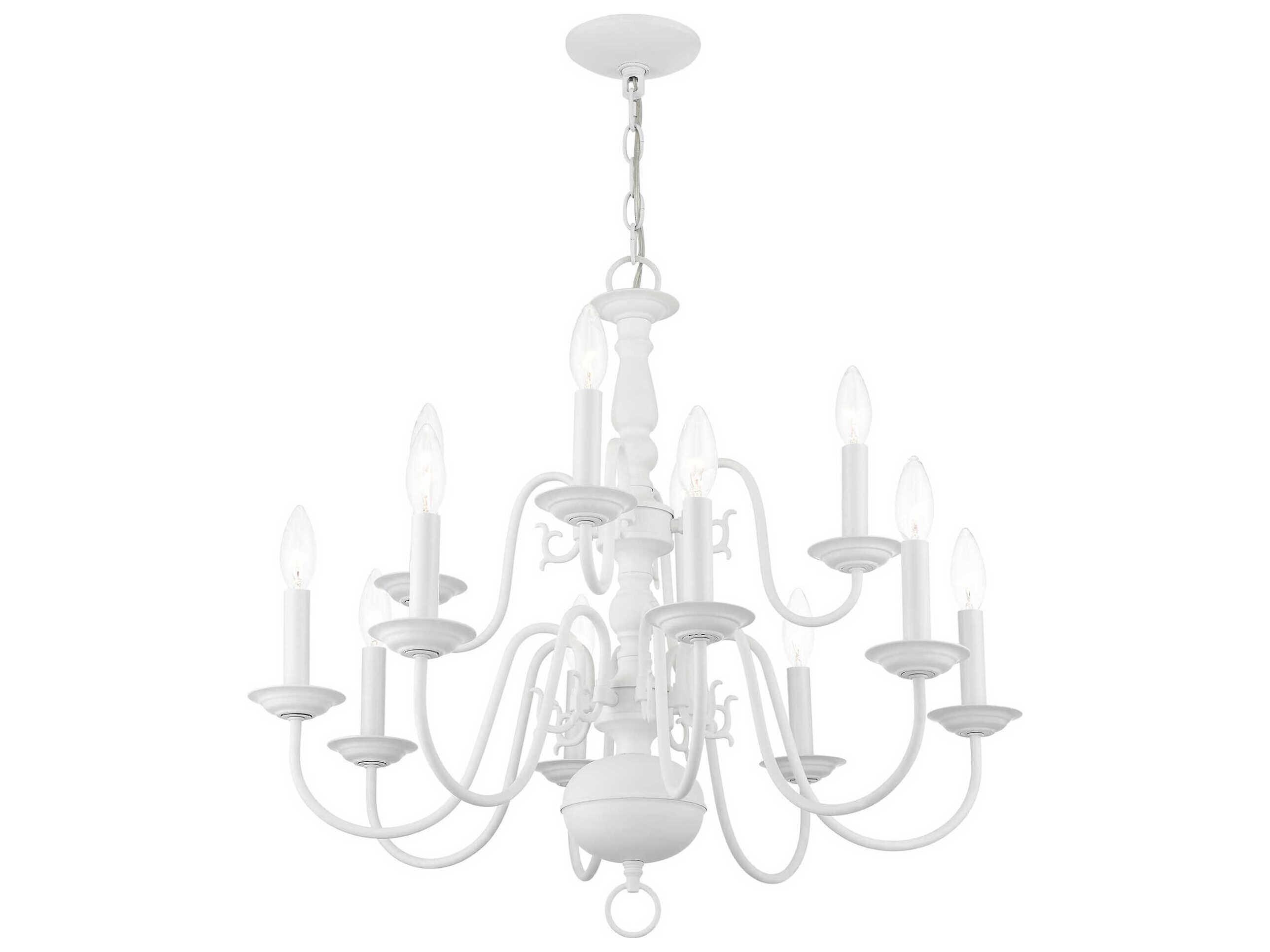 Livex Lighting Williamsburgh 12-Light White Candelabra Chandelier