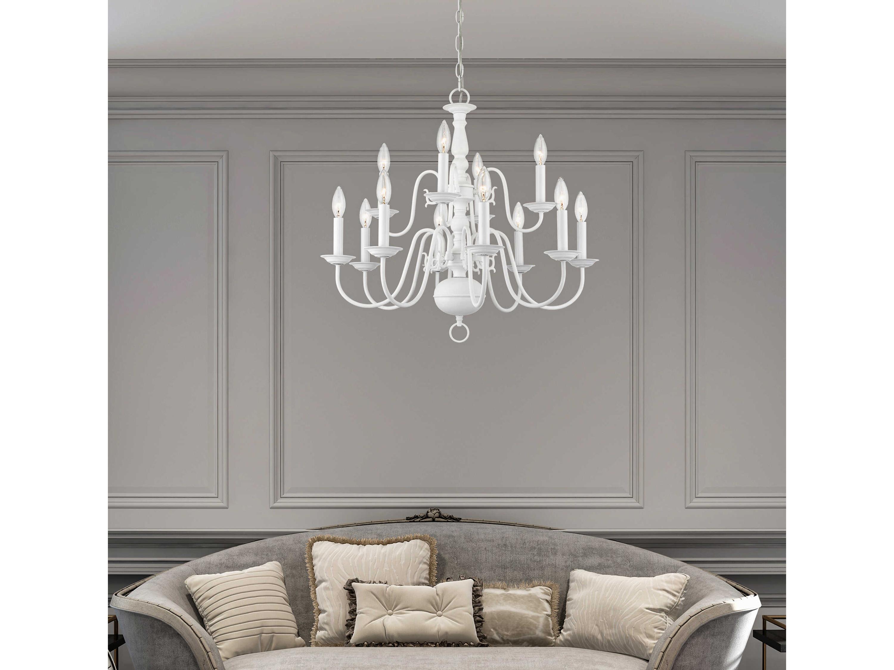 Livex Lighting Williamsburgh 12-Light White Candelabra Chandelier