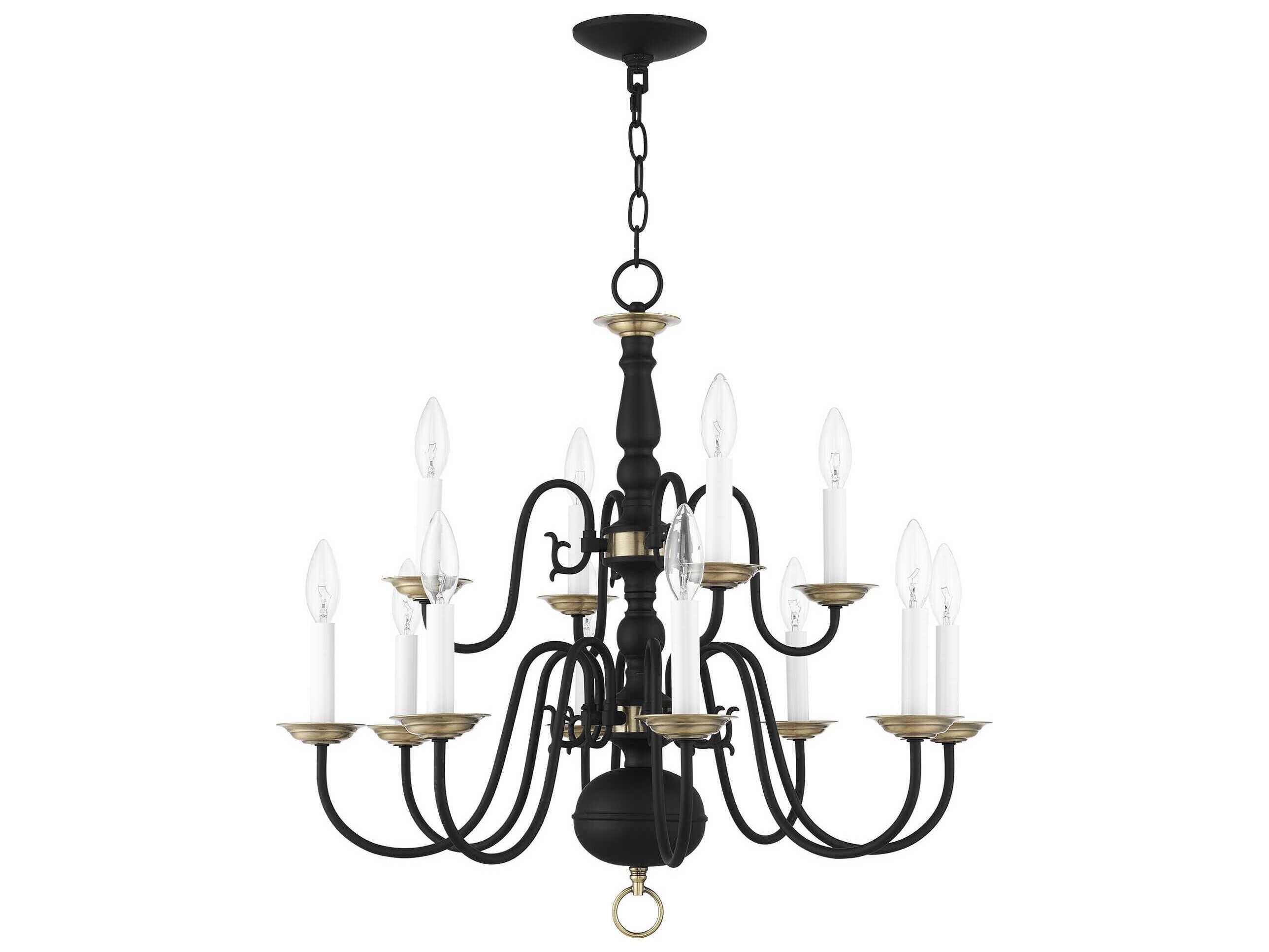 Livex Lighting Williamsburgh 12-Light Black Candelabra Chandelier