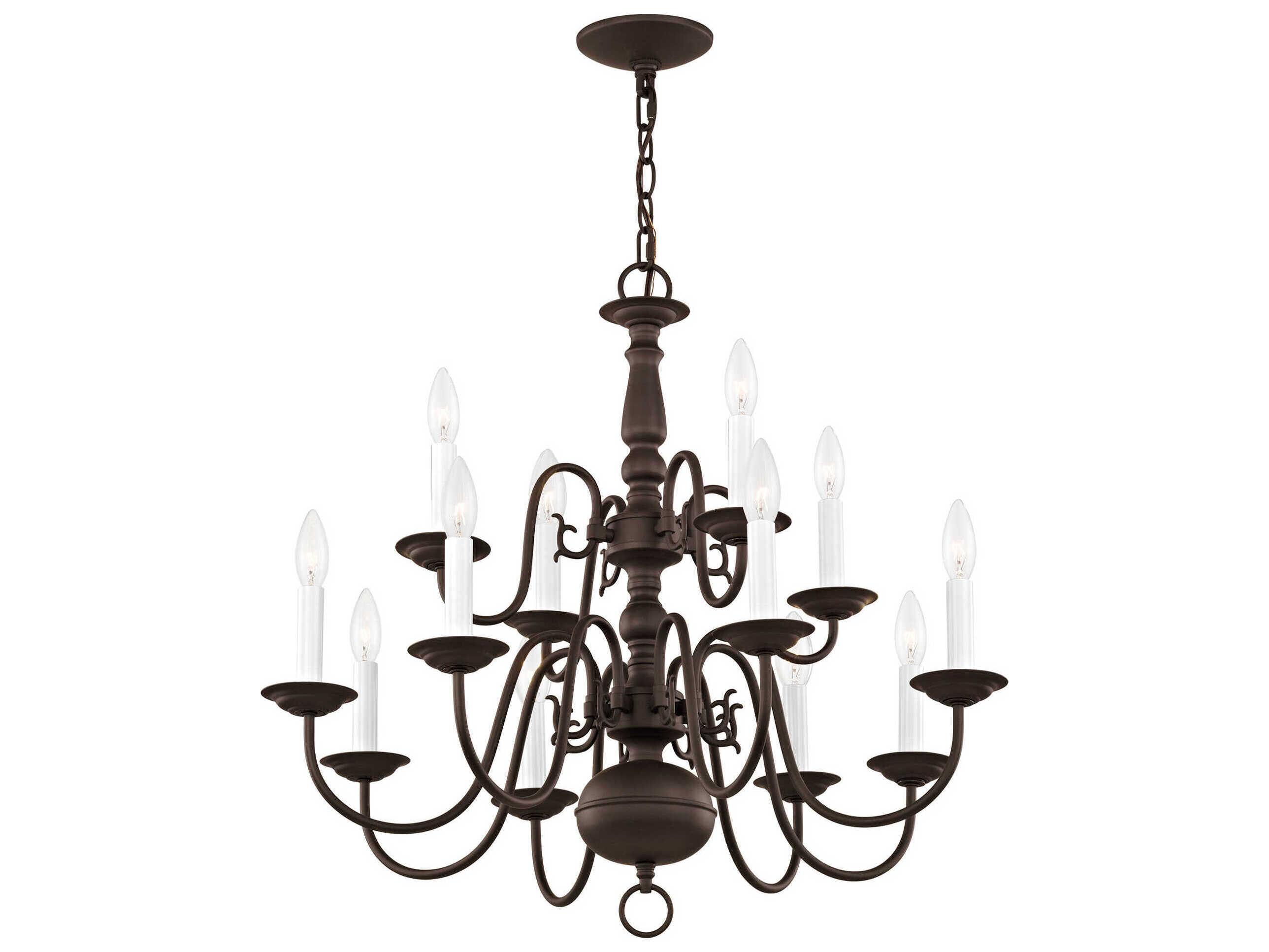 Livex Lighting Williamsburgh 12-Light Bronze Candelabra Chandelier