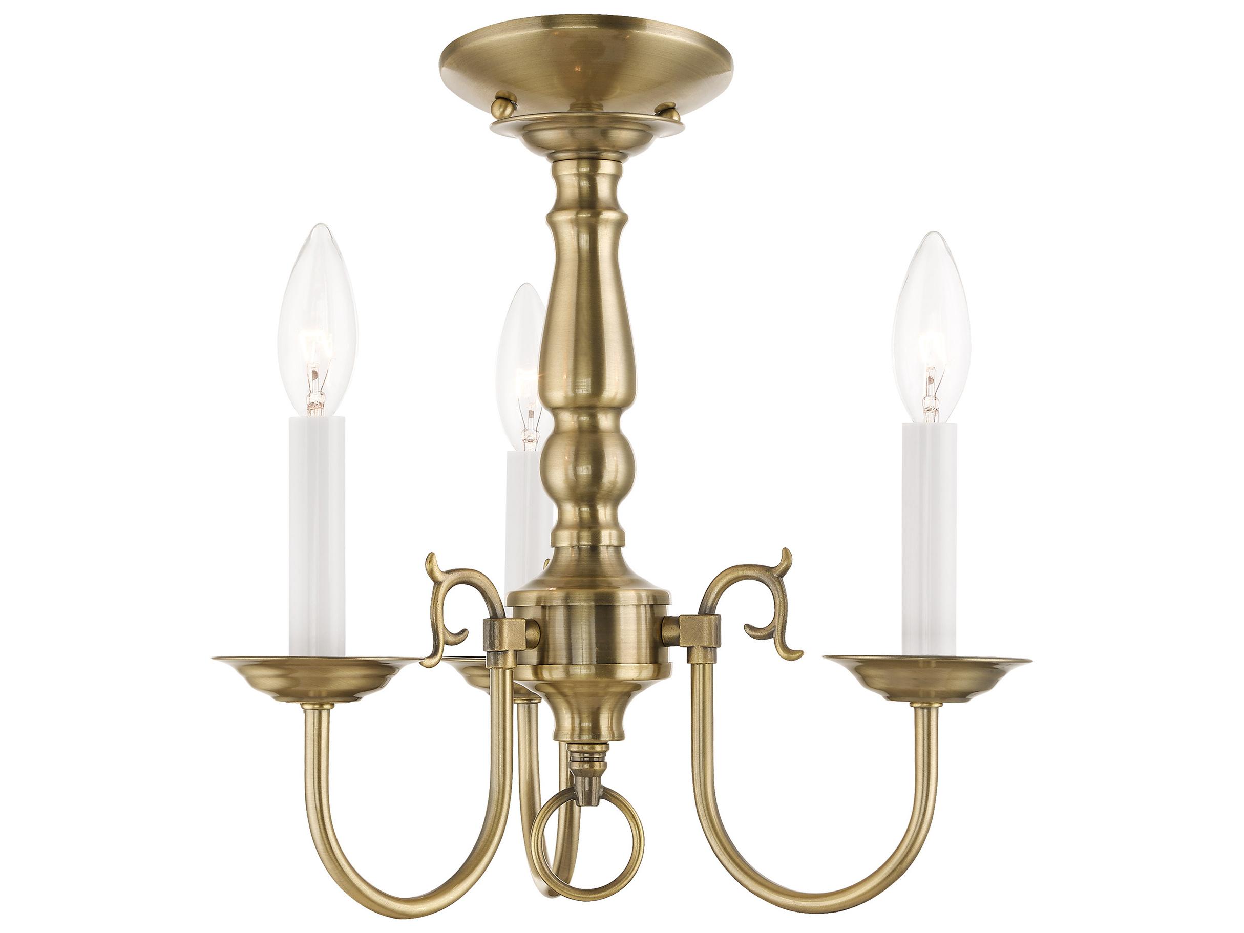 Livex Lighting Williamsburgh 3-Light Antique Brass Traditional Candelabra Chandelier