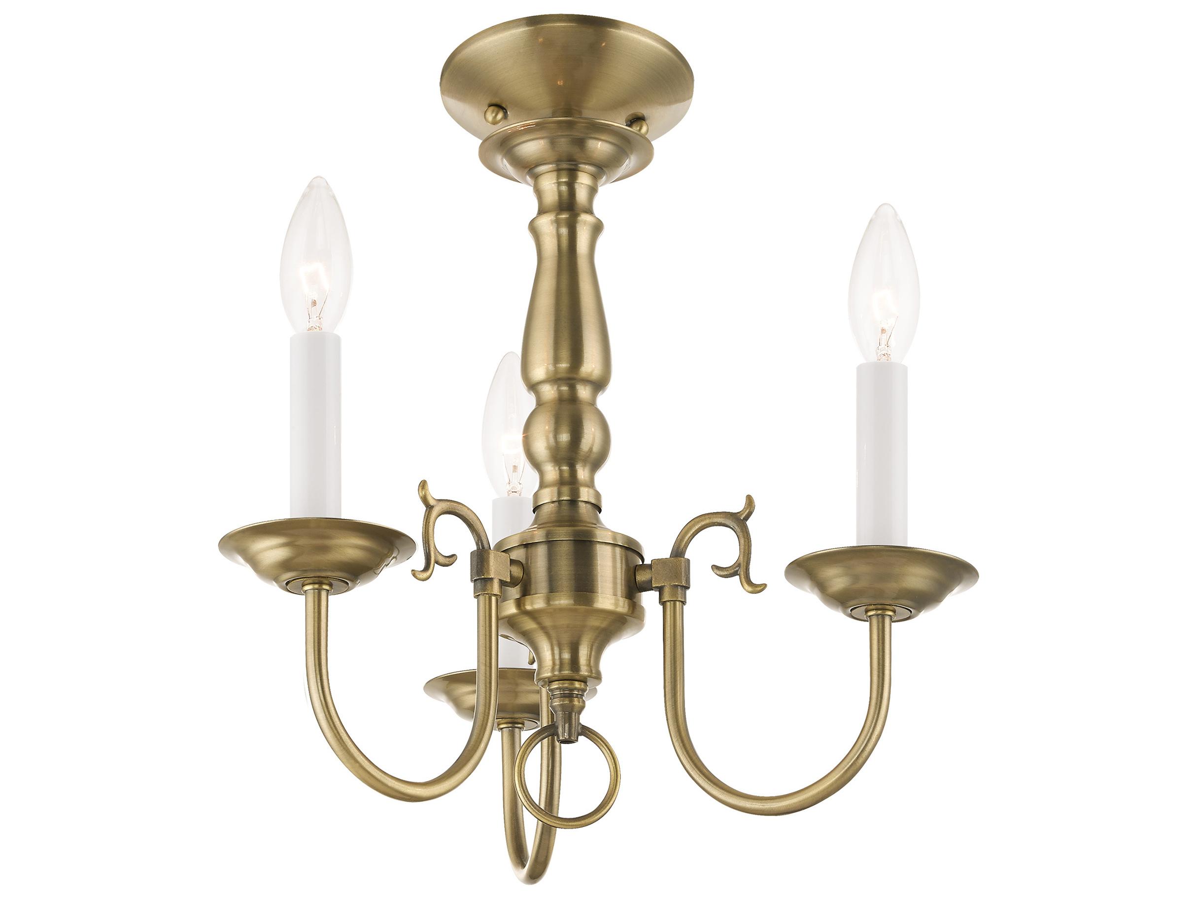 Livex Lighting Williamsburgh 3-Light Antique Brass Traditional Candelabra Chandelier