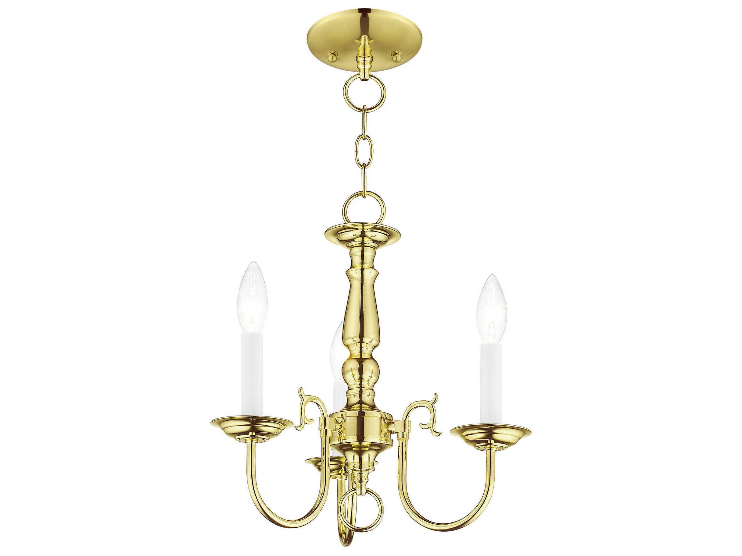 Livex Lighting Williamsburgh 3-Light Polished Brass Candelabra Chandelier