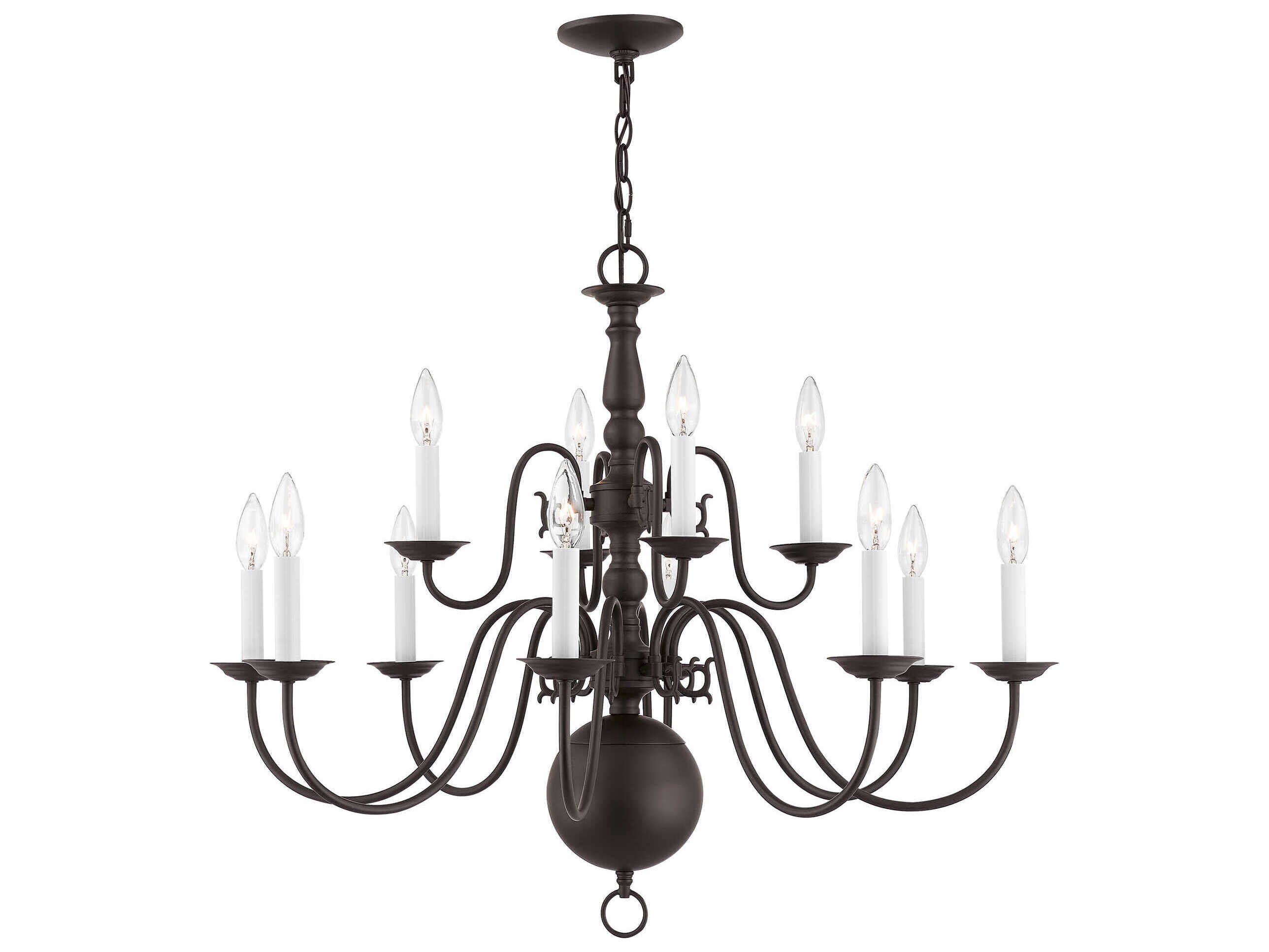 Livex Lighting Williamsburgh 12-Light Bronze Candelabra Chandelier
