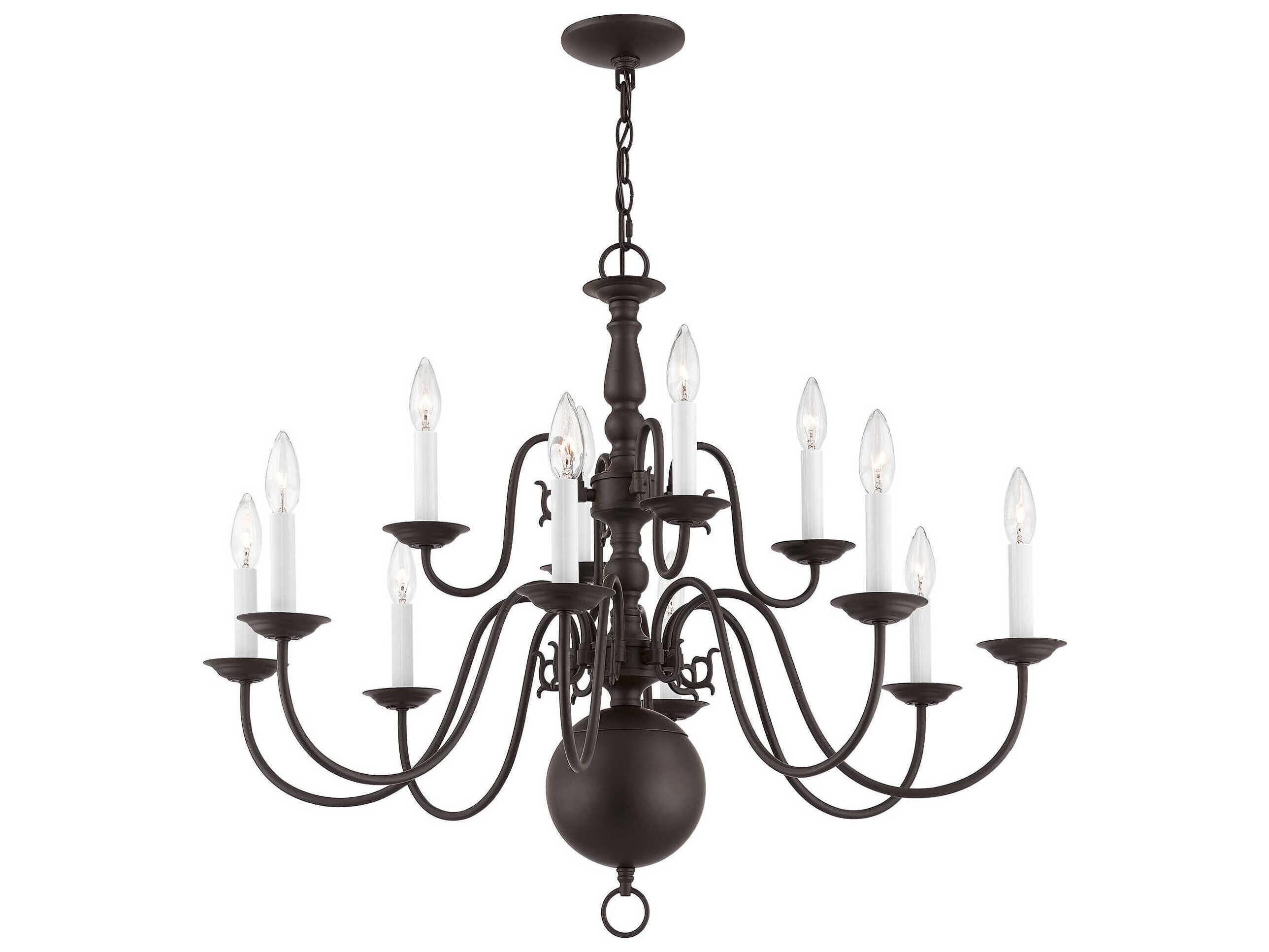 Livex Lighting Williamsburgh 12-Light Bronze Candelabra Chandelier