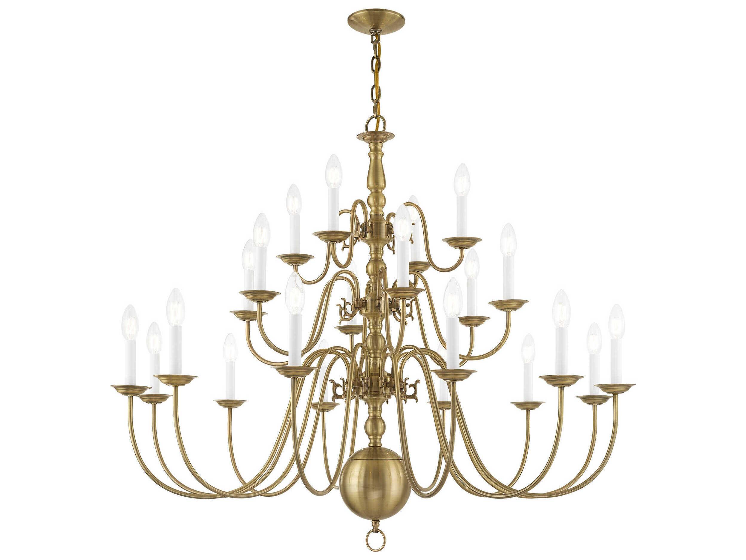 Livex Lighting Williamsburgh 22-Light Antique Brass Candelabra Chandelier