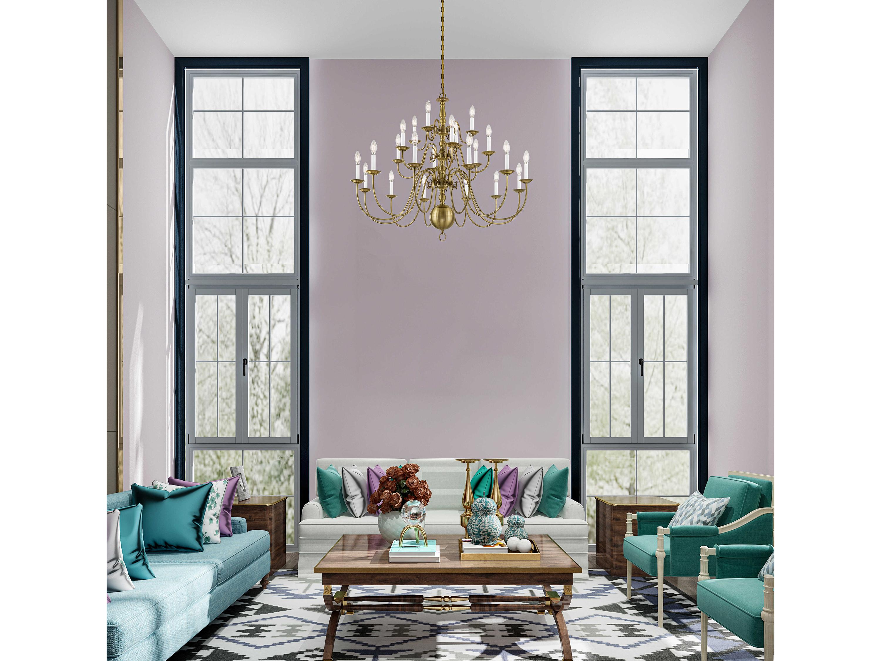 Livex Lighting Williamsburgh 22-Light Antique Brass Candelabra Chandelier