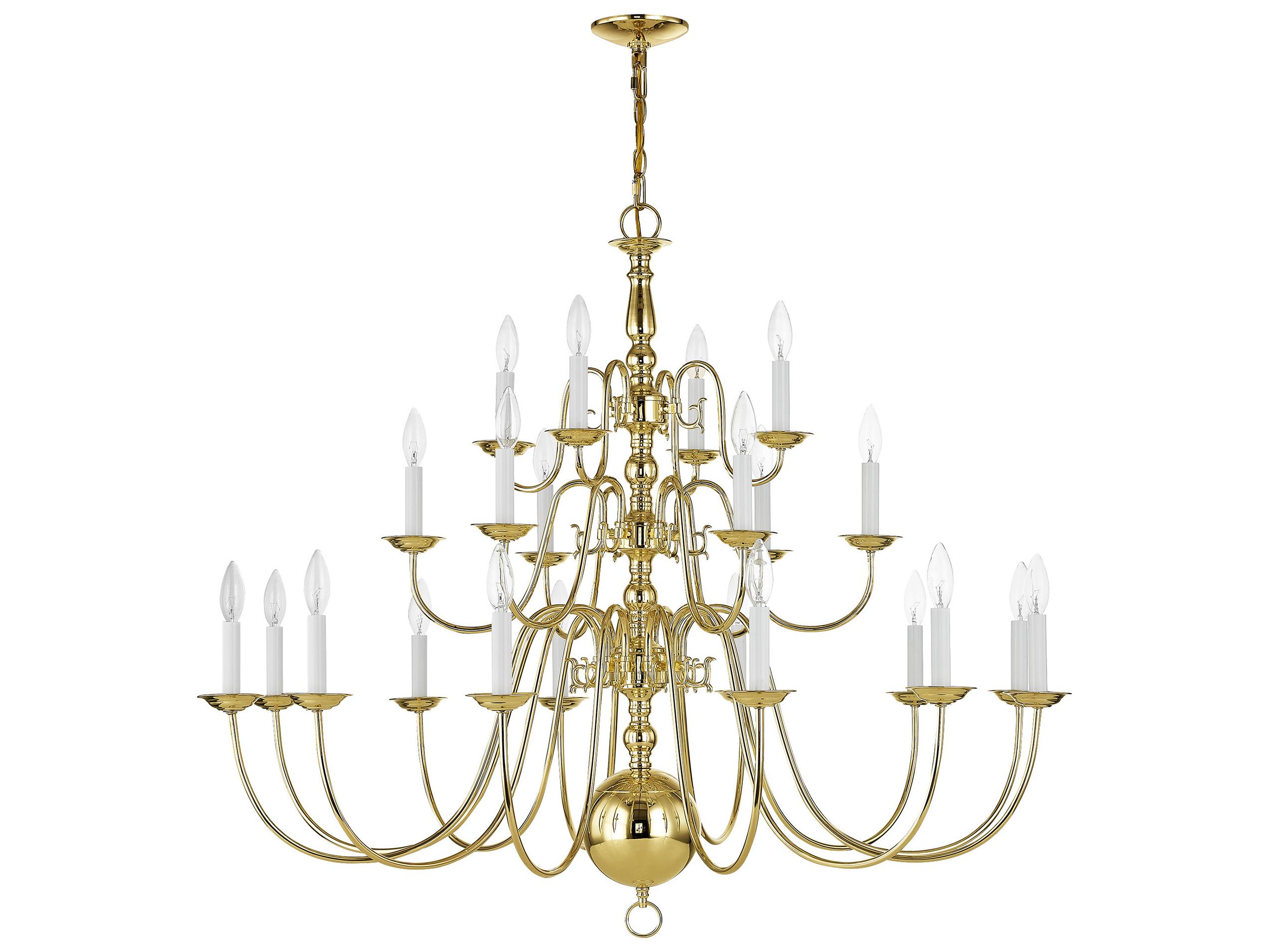 Livex Lighting Williamsburgh 22-Light Polished Brass Candelabra Chandelier