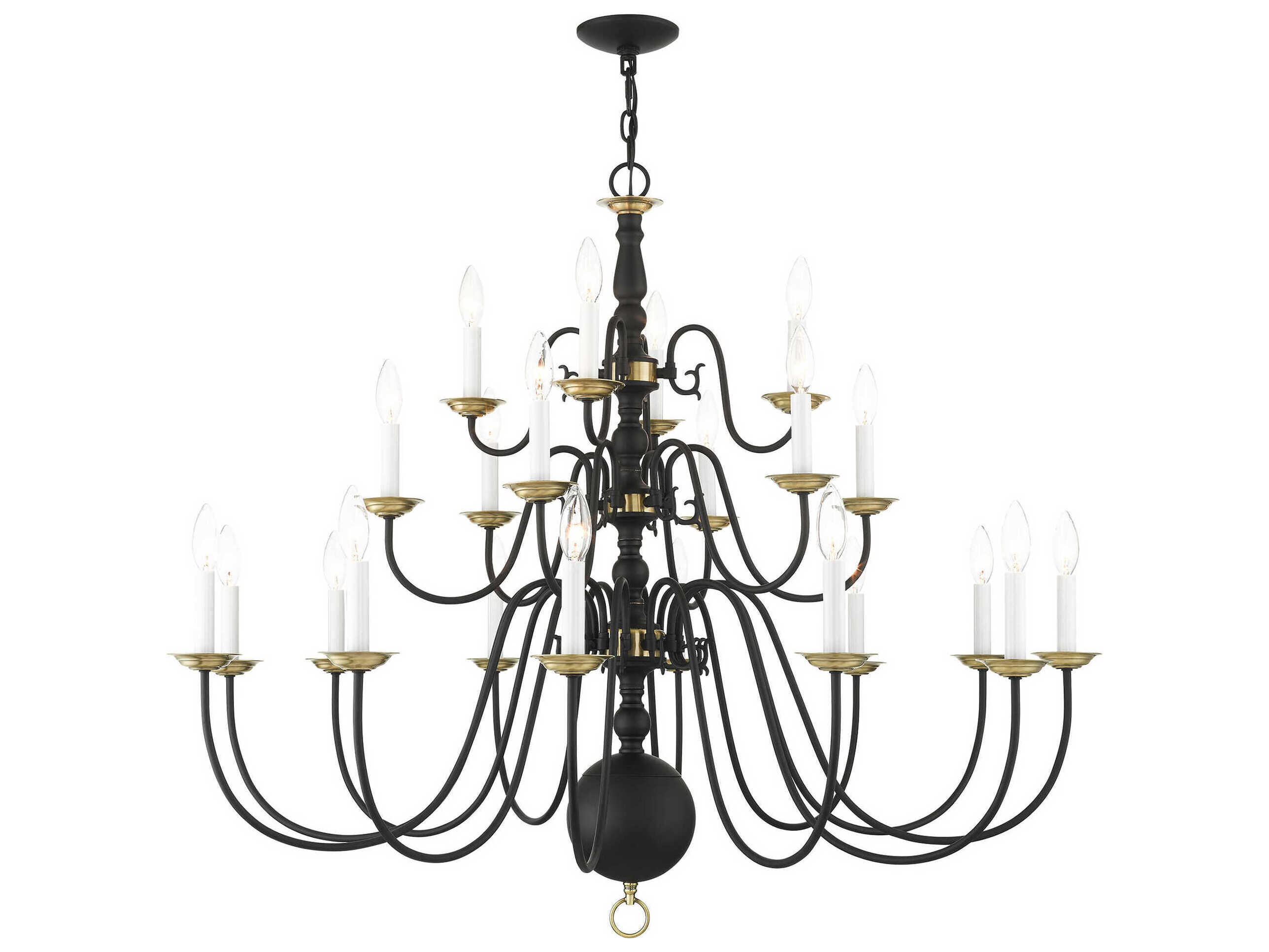 Livex Lighting Williamsburgh 22-Light Black Candelabra Chandelier
