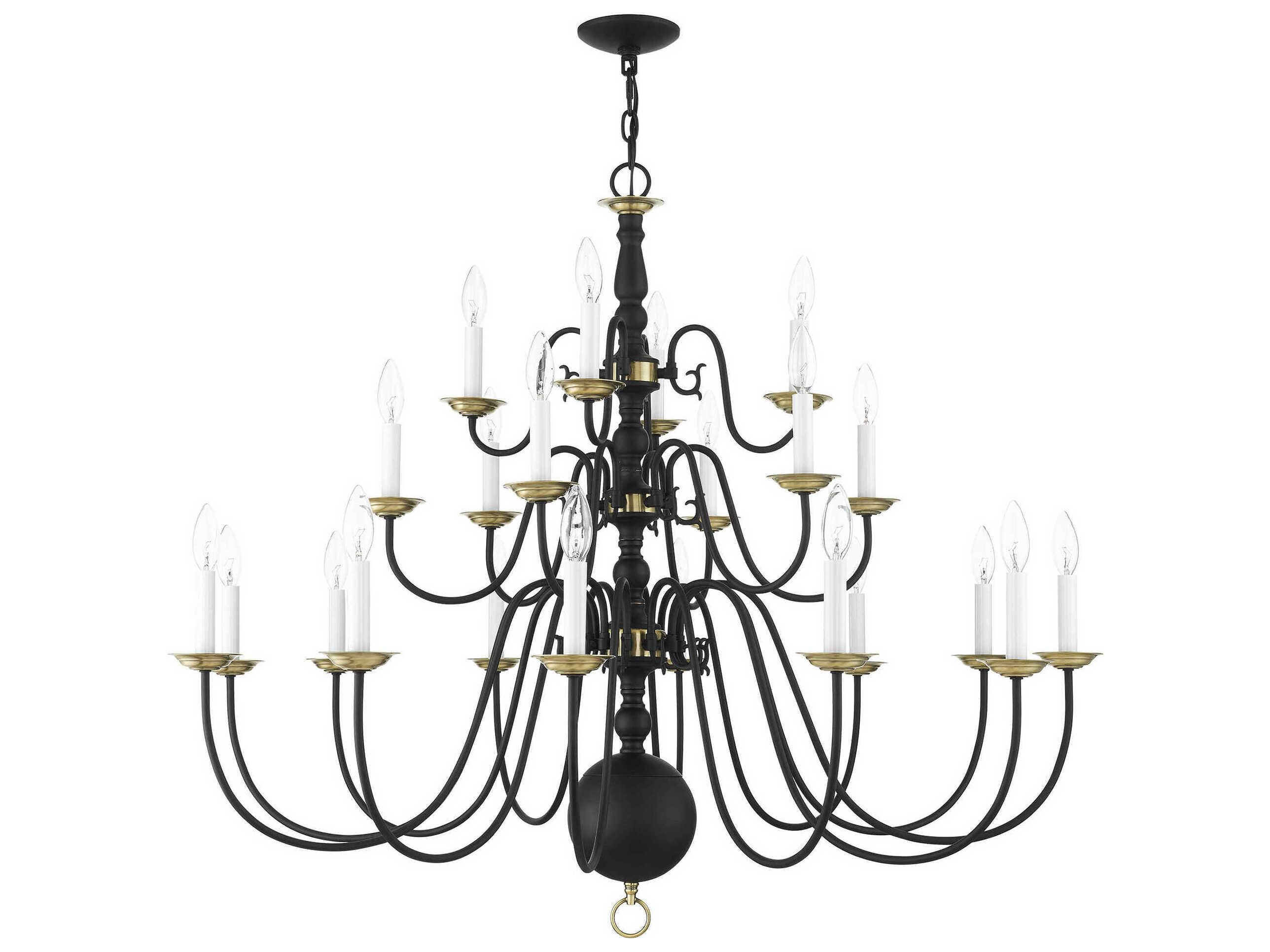 Livex Lighting Williamsburgh 22-Light Black Candelabra Chandelier