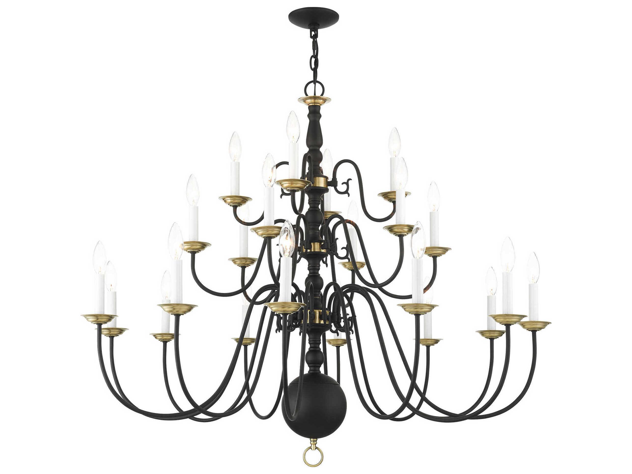 Livex Lighting Williamsburgh 22-Light Black Candelabra Chandelier