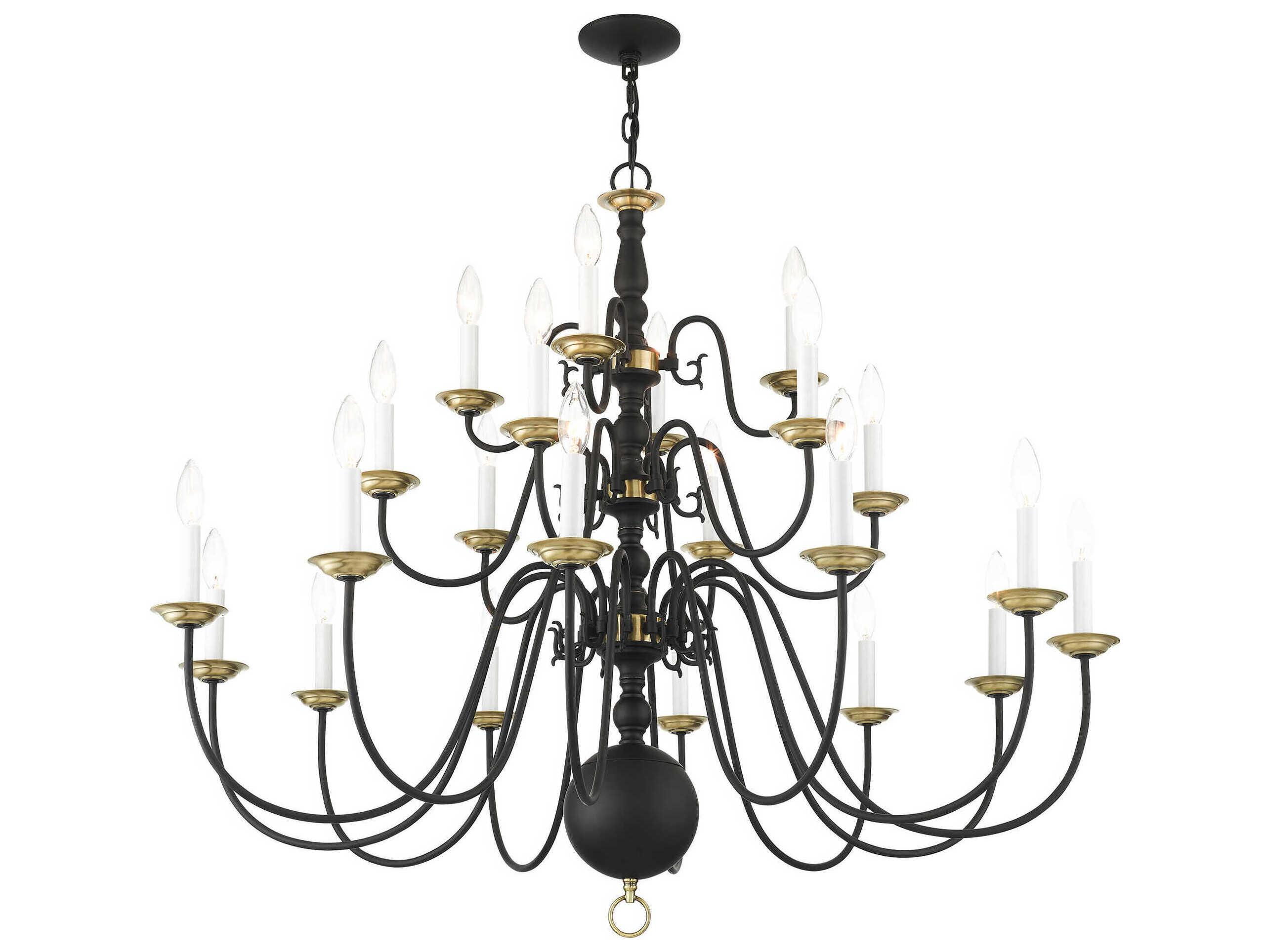 Livex Lighting Williamsburgh 22-Light Black Candelabra Chandelier