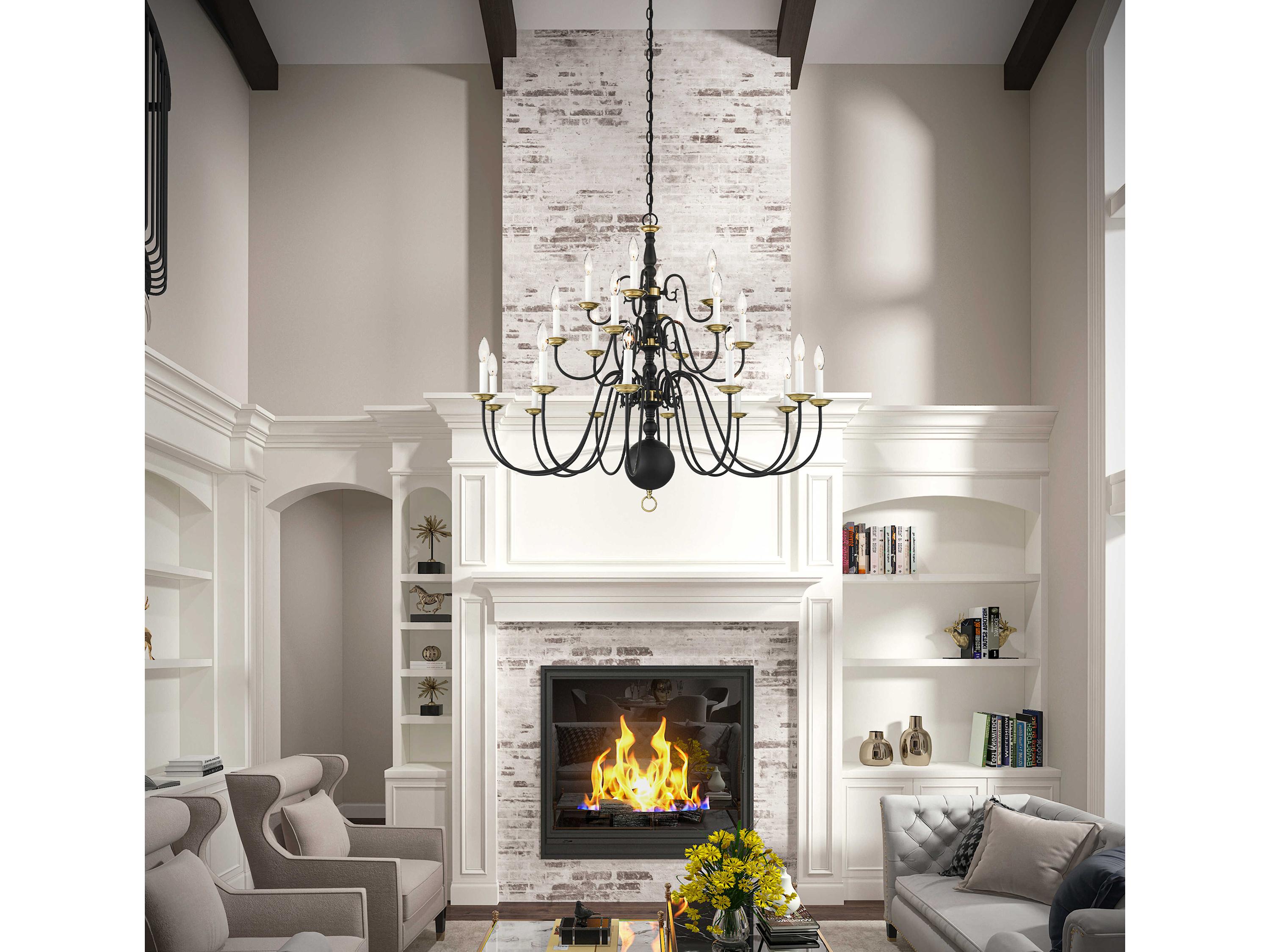 Livex Lighting Williamsburgh 22-Light Black Candelabra Chandelier