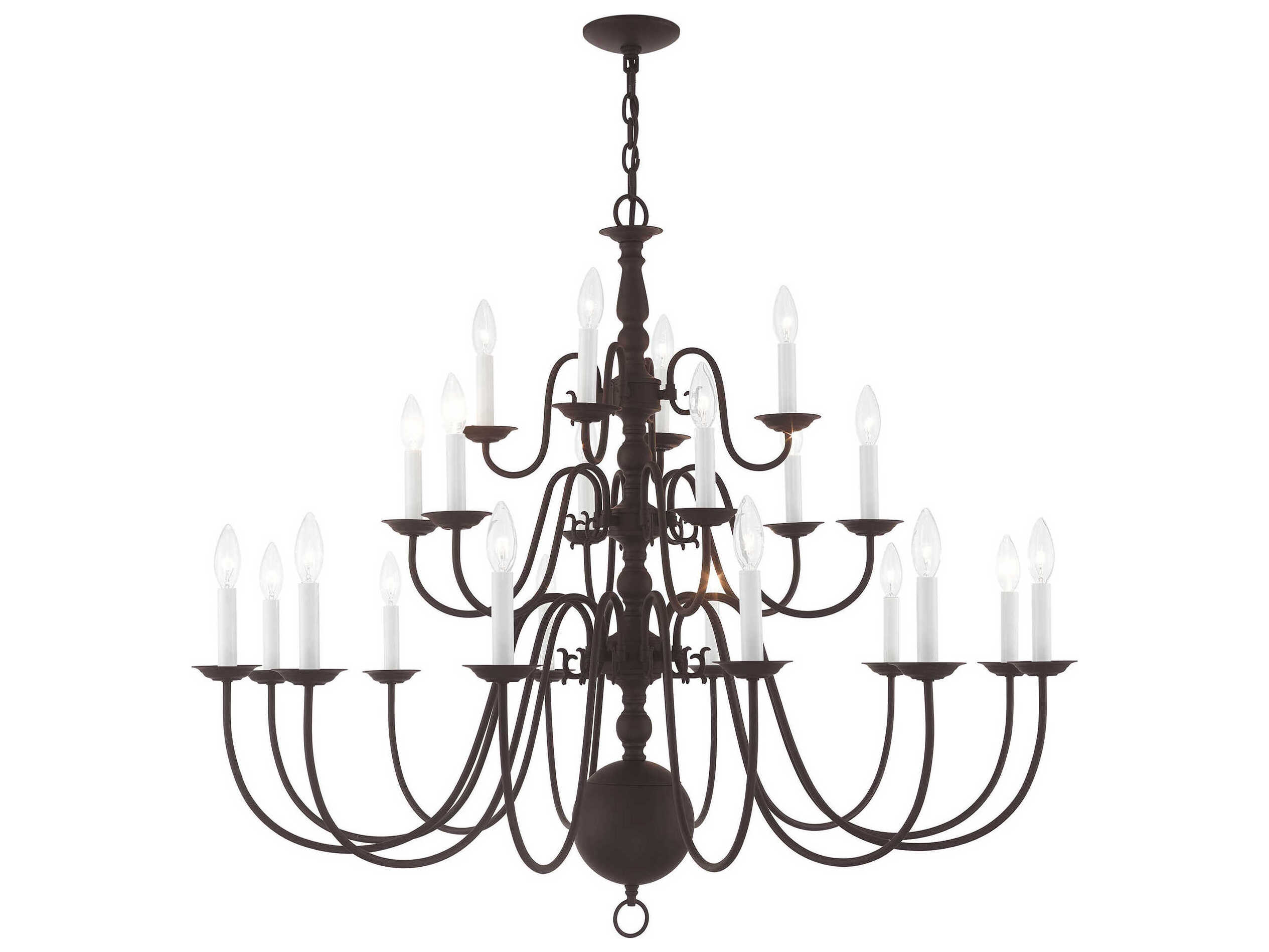 Livex Lighting Williamsburgh 22-Light Bronze Candelabra Chandelier