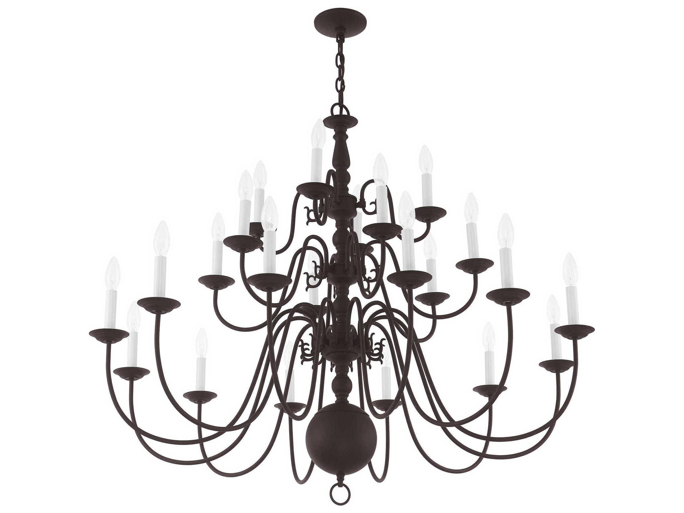 Livex Lighting Williamsburgh 22-Light Bronze Candelabra Chandelier