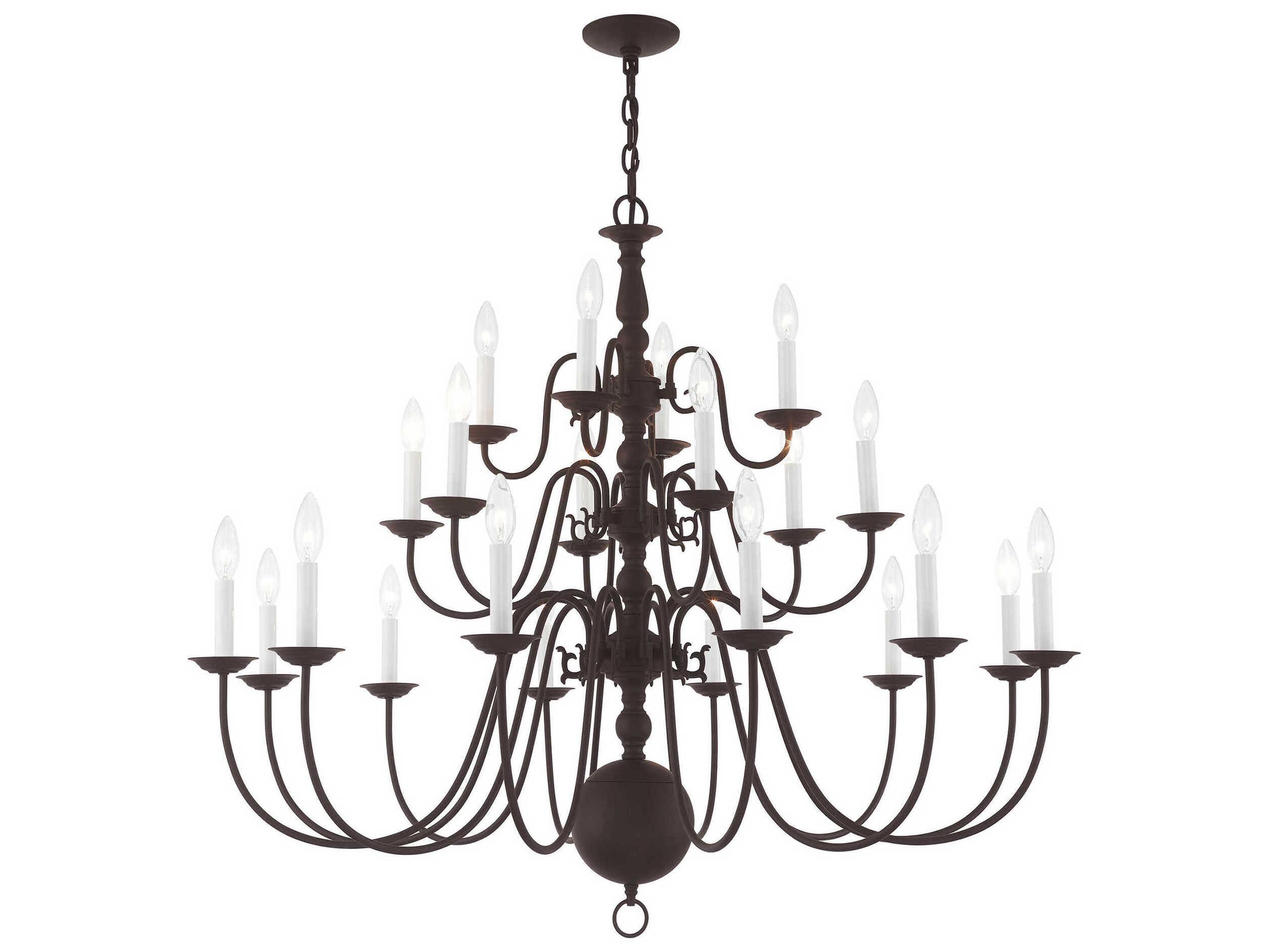 Livex Lighting Williamsburgh 22-Light Bronze Candelabra Chandelier