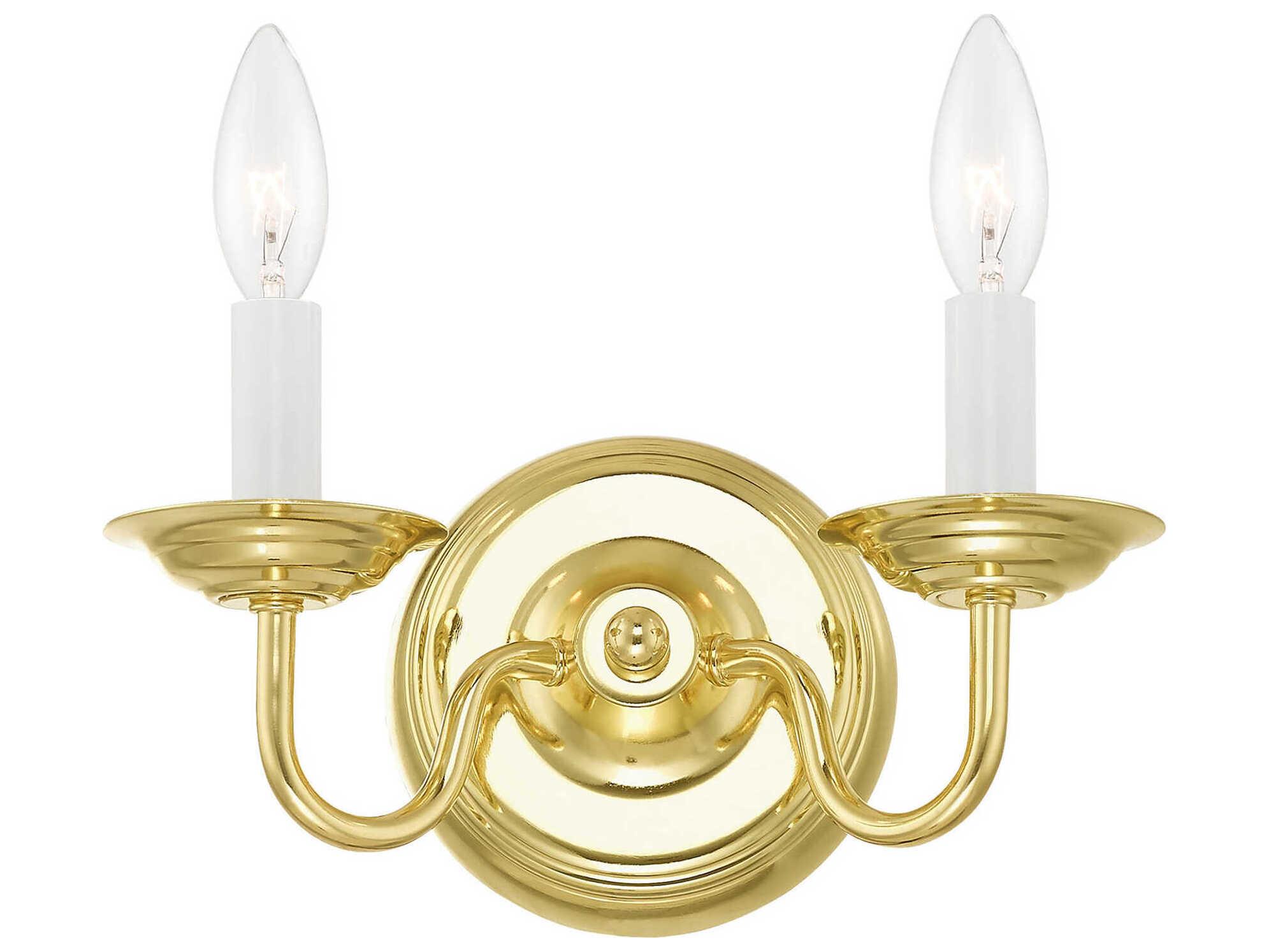 Livex Lighting Williamsburgh 2-Light Polished Brass Wall Sconce