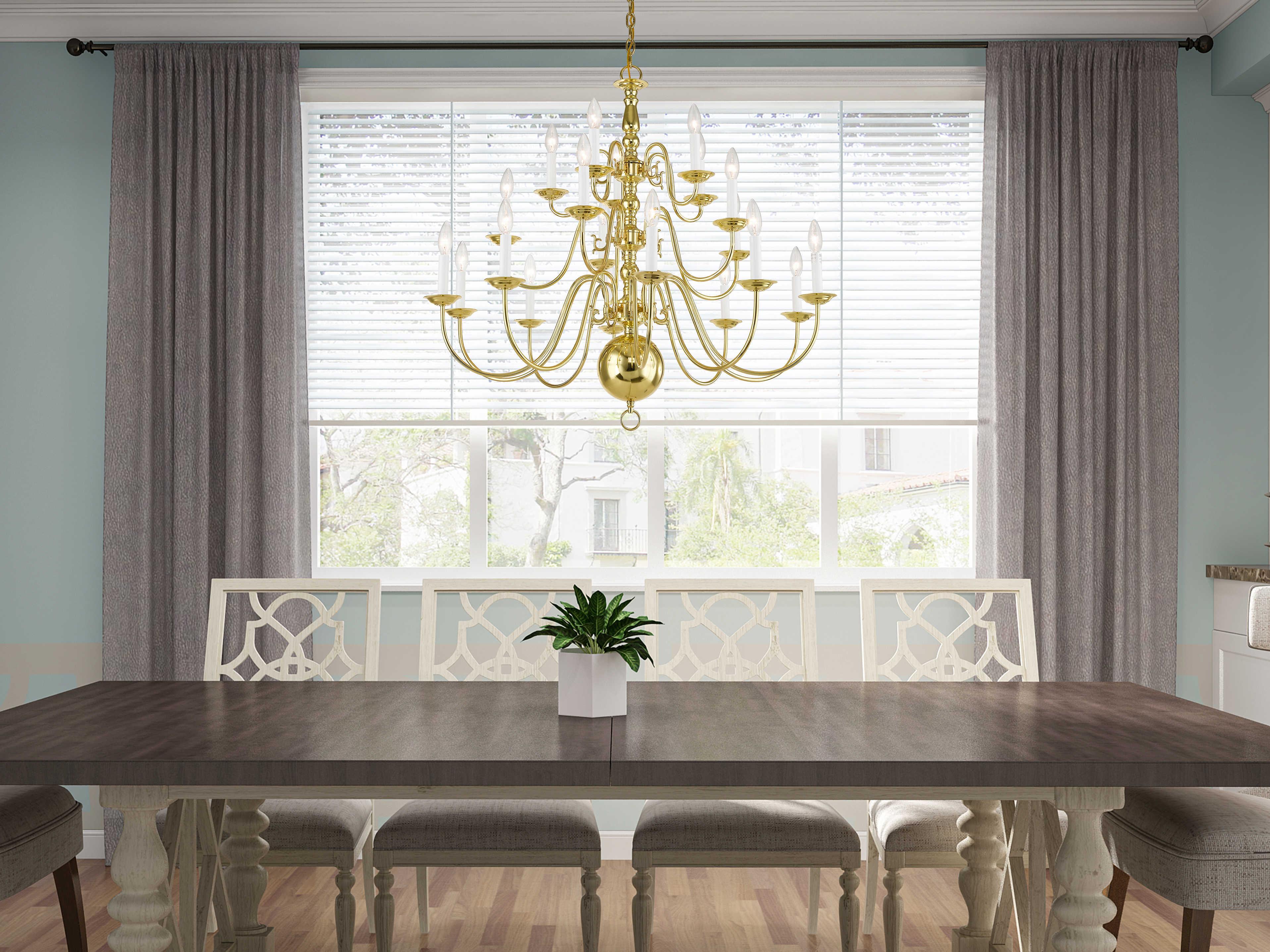 Livex Lighting Williamsburgh 20-Light Polished Brass Candelabra Chandelier