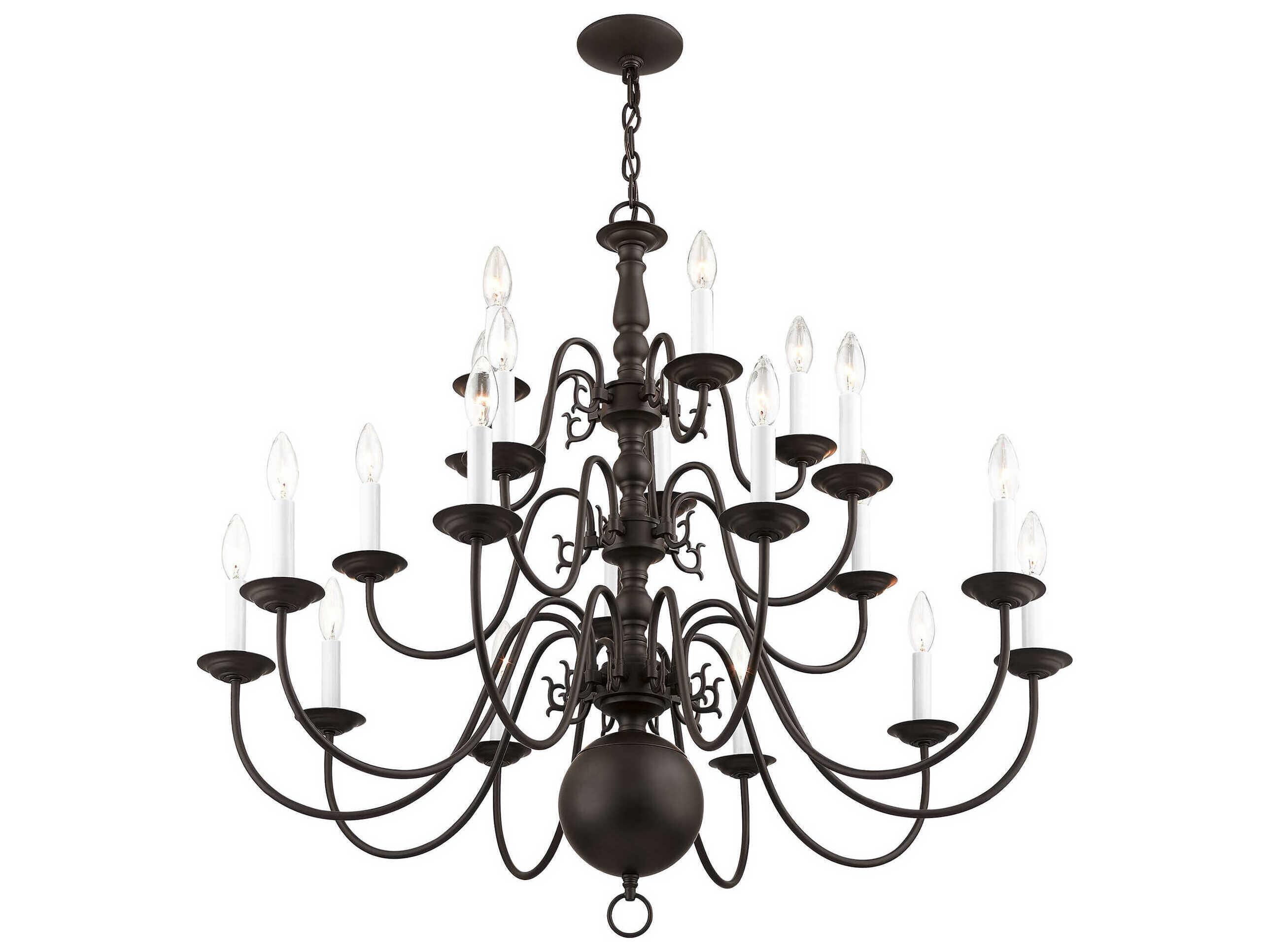 Livex Lighting Williamsburgh 20-Light Bronze Candelabra Chandelier