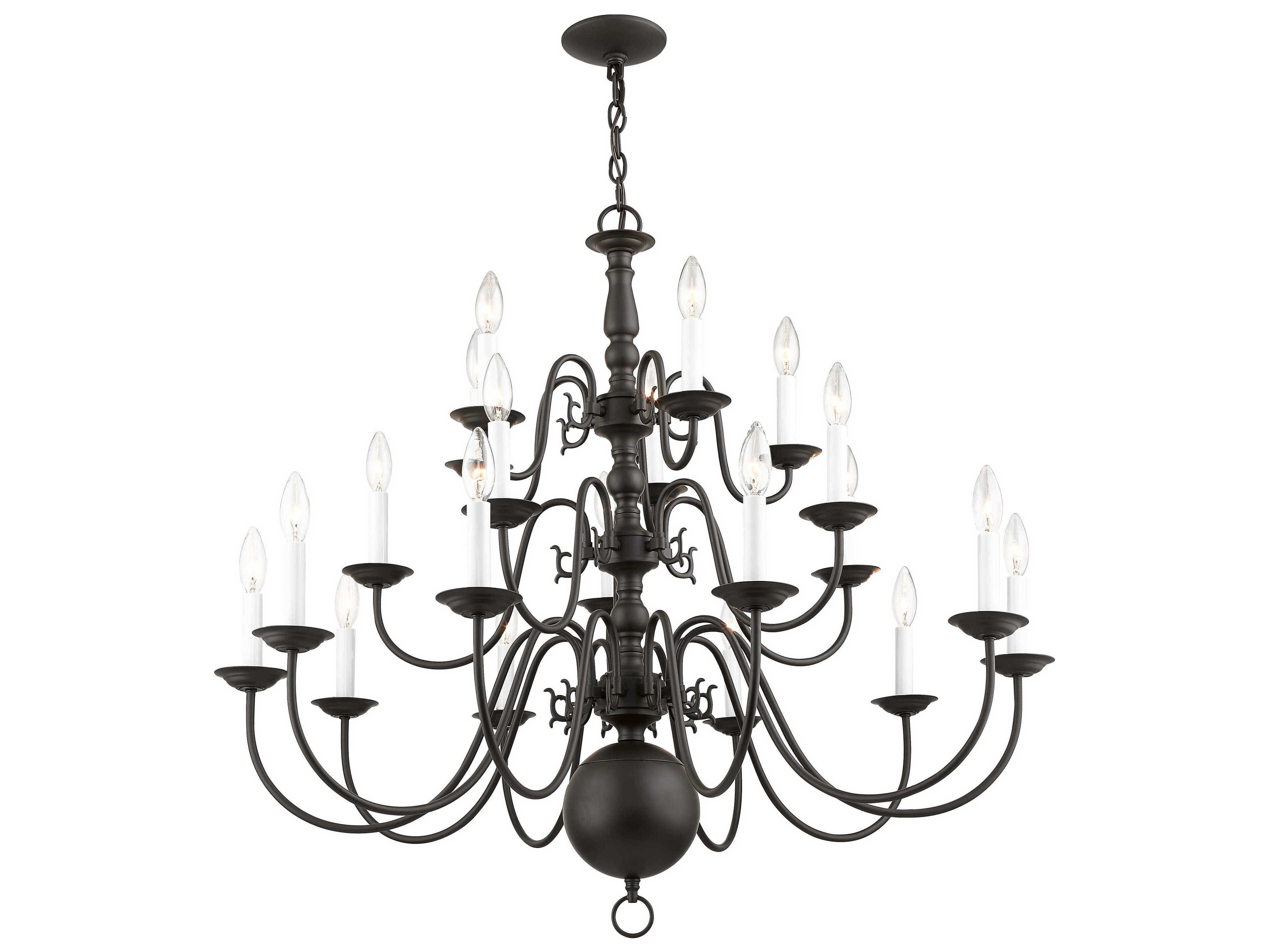 Livex Lighting Williamsburgh 20-Light Bronze Candelabra Chandelier