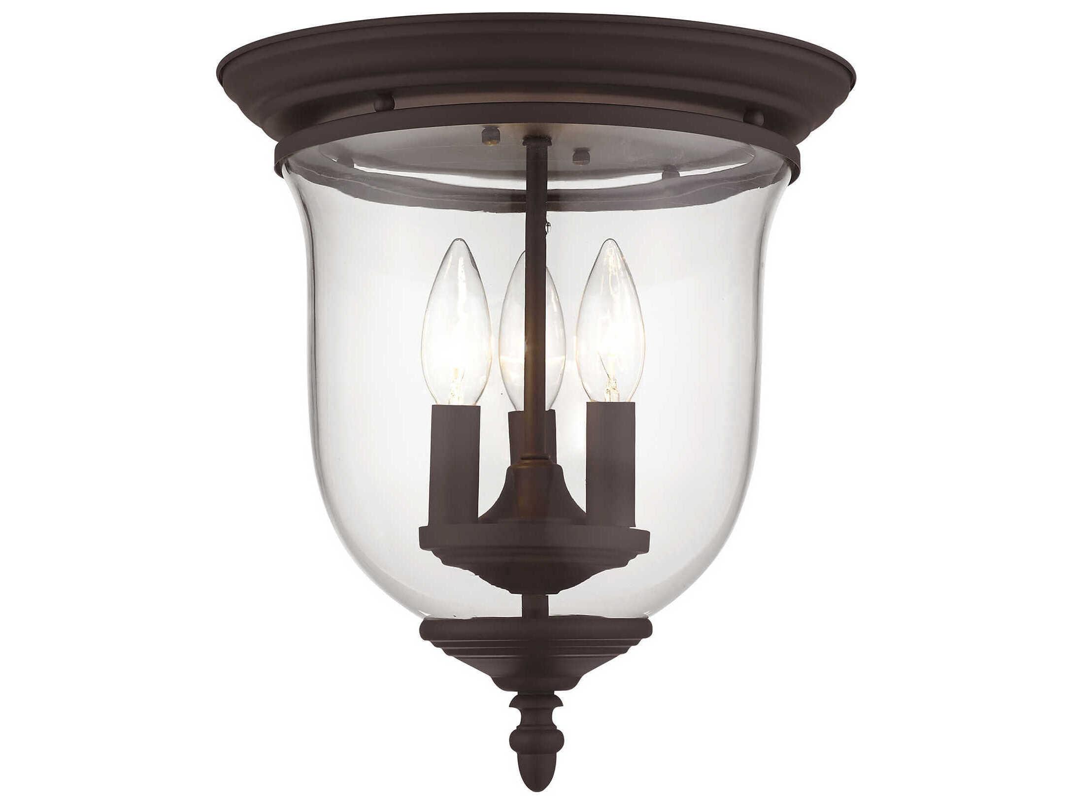Livex Lighting Legacy 3-Light Bronze Clear Glass Bell Flush Mount