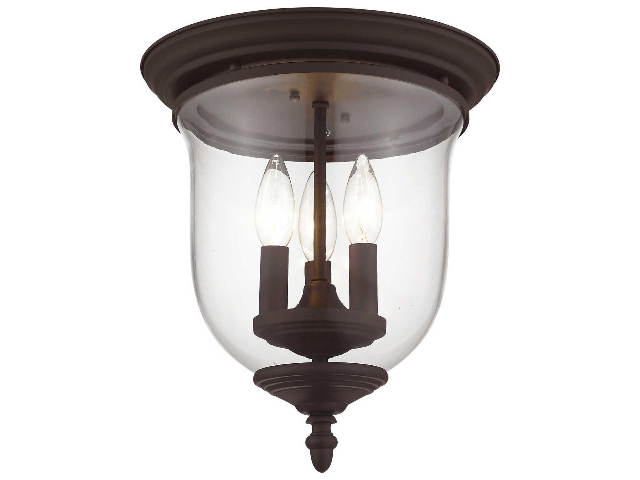 Livex Lighting Legacy 3-Light Bronze Clear Glass Bell Flush Mount