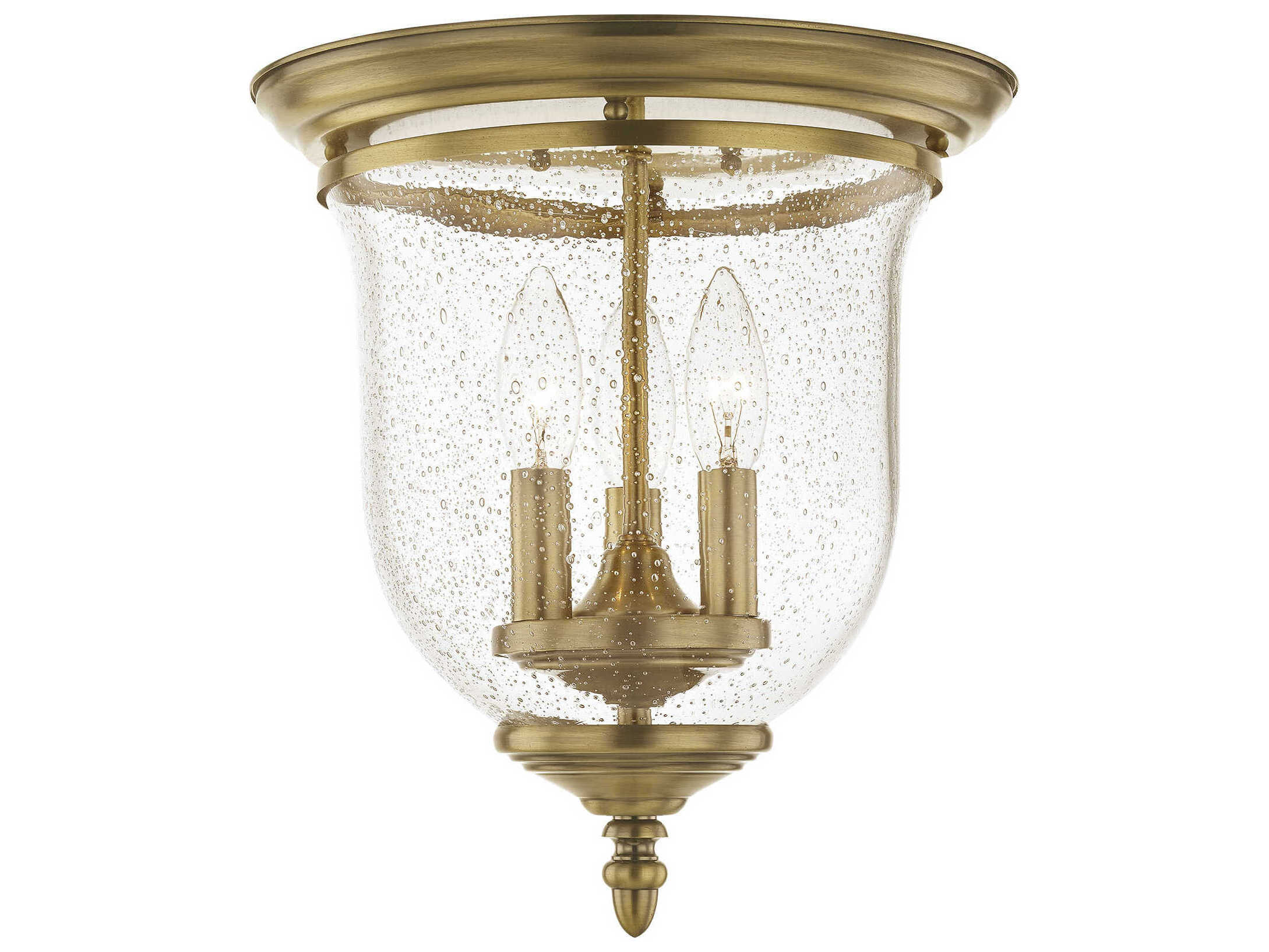 Livex Lighting Legacy 3-Light Antique Brass Clear Glass Bell Flush Mount