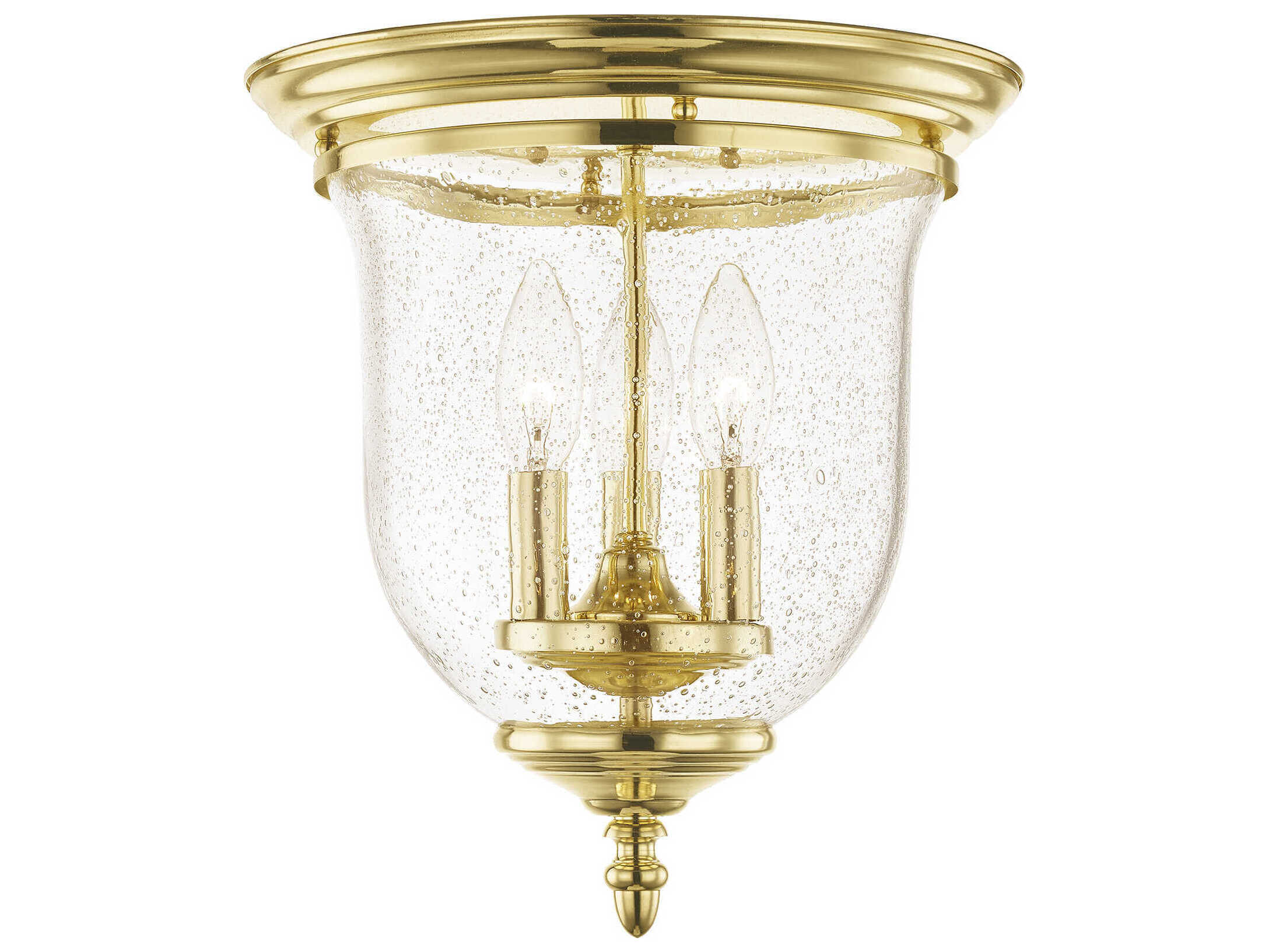 Livex Lighting Legacy 3-Light Polished Brass Clear Glass Bell Flush Mount