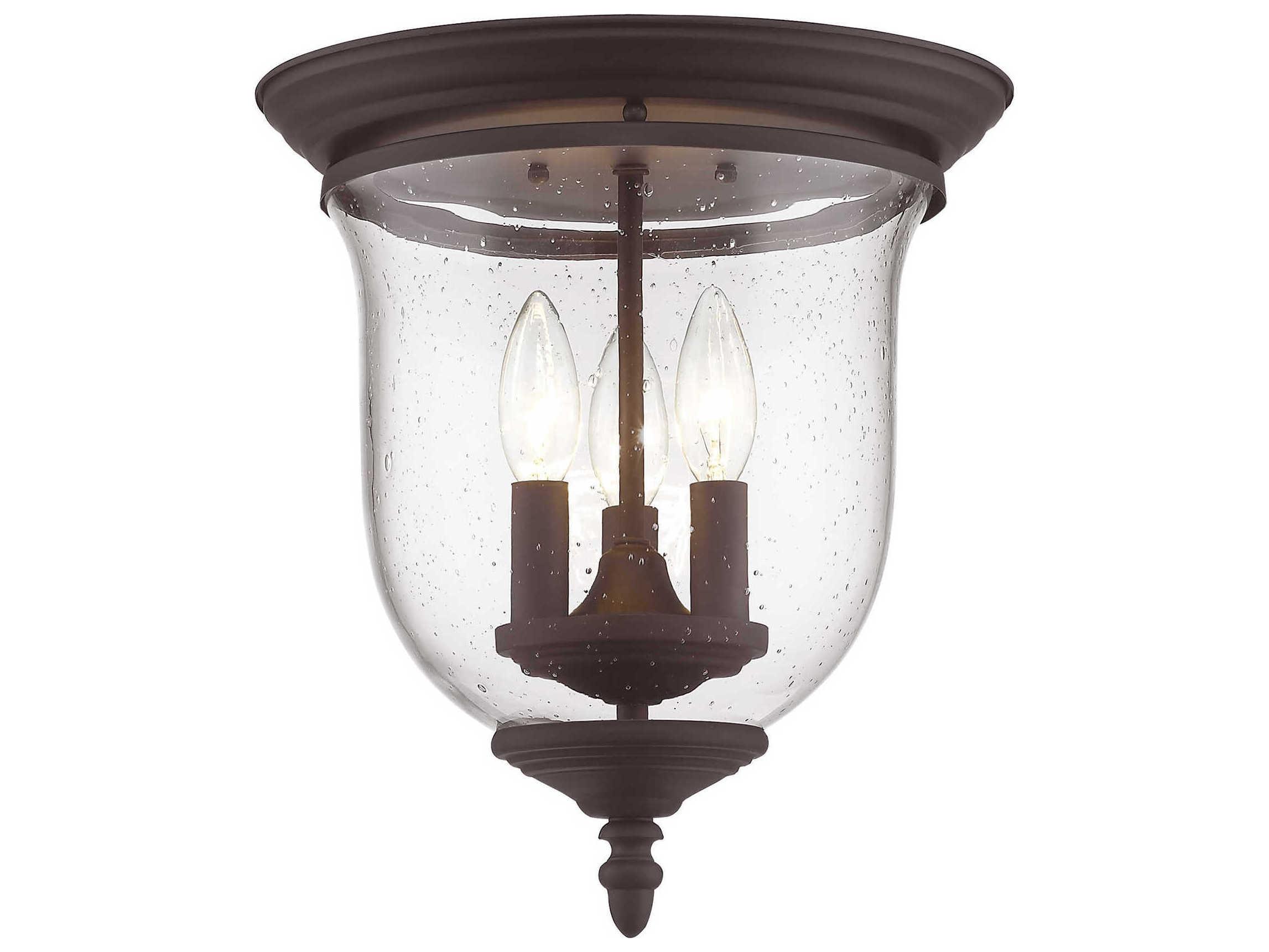 Livex Lighting Legacy 3-Light Bronze Clear Glass Bell Flush Mount