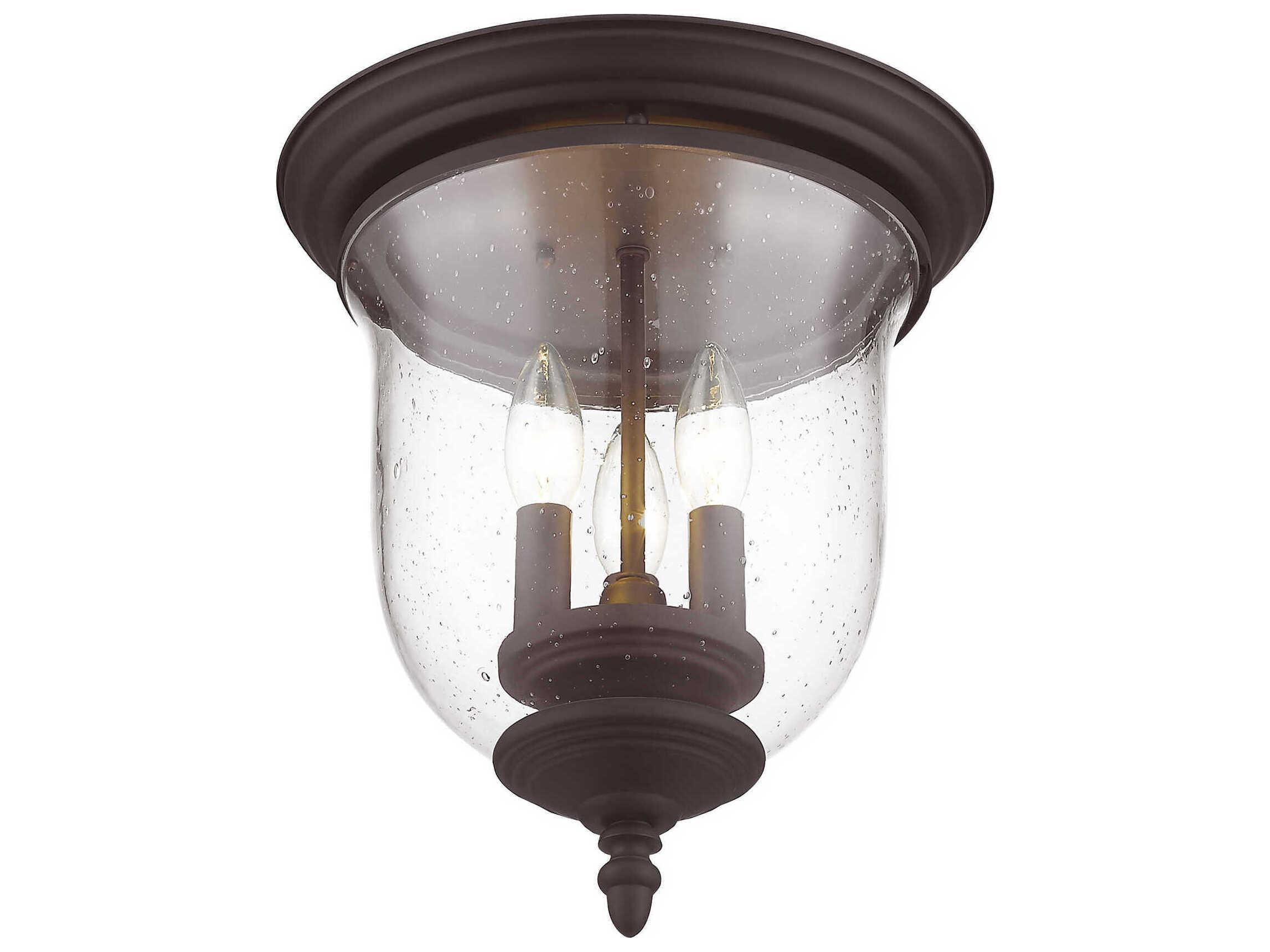 Livex Lighting Legacy 3-Light Bronze Clear Glass Bell Flush Mount