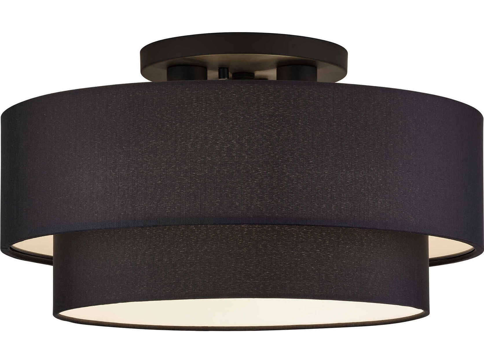 Livex Lighting Bainbridge 3-Light Black Drum Semi Flush Mount