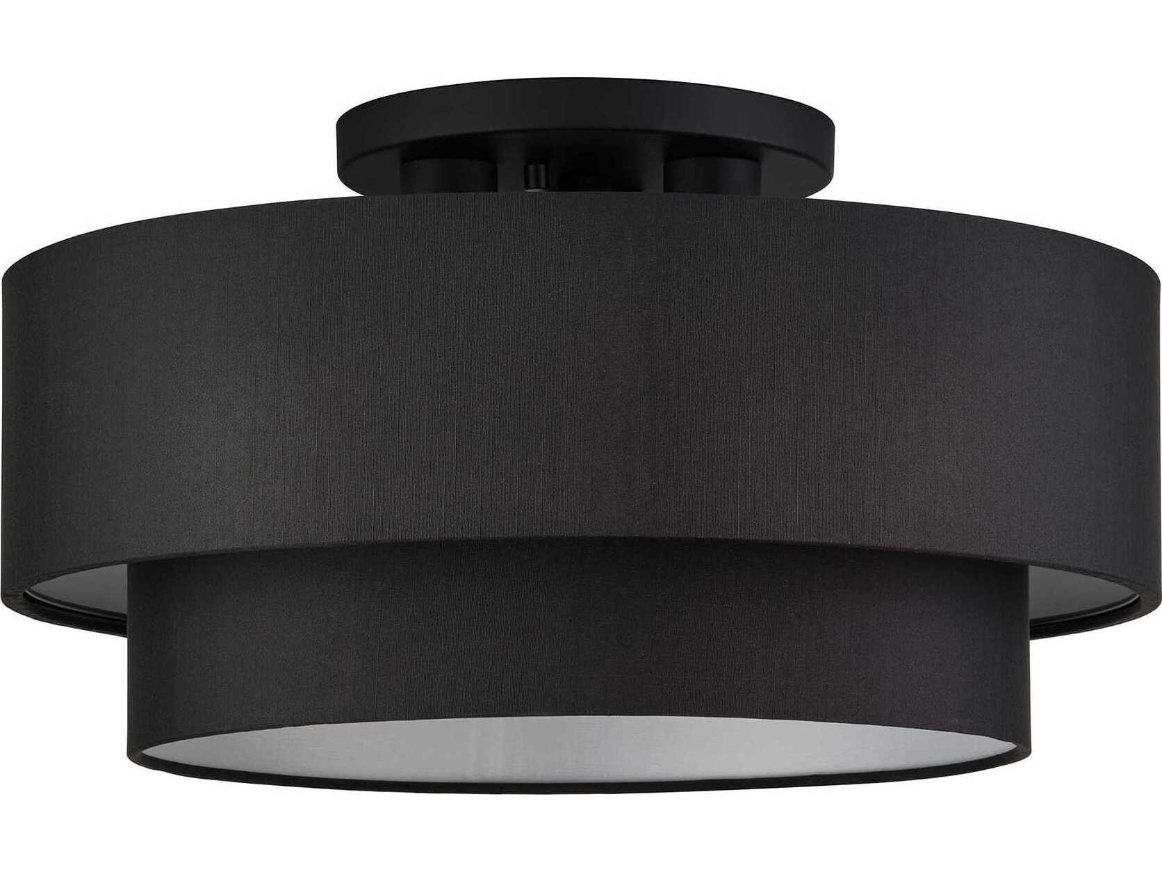 Livex Lighting Bainbridge 3-Light Black Drum Semi Flush Mount
