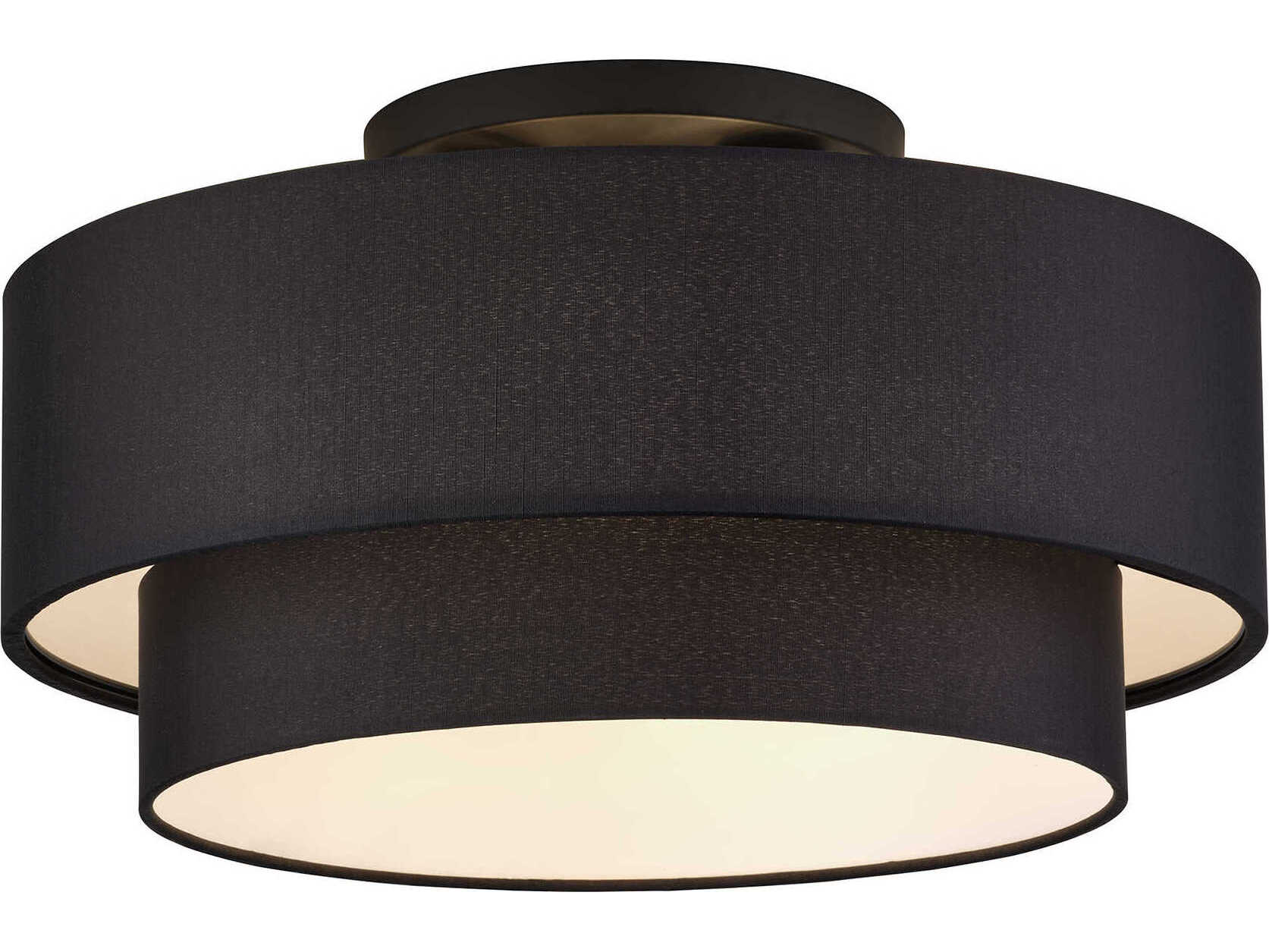 Livex Lighting Bainbridge 3-Light Black Drum Semi Flush Mount