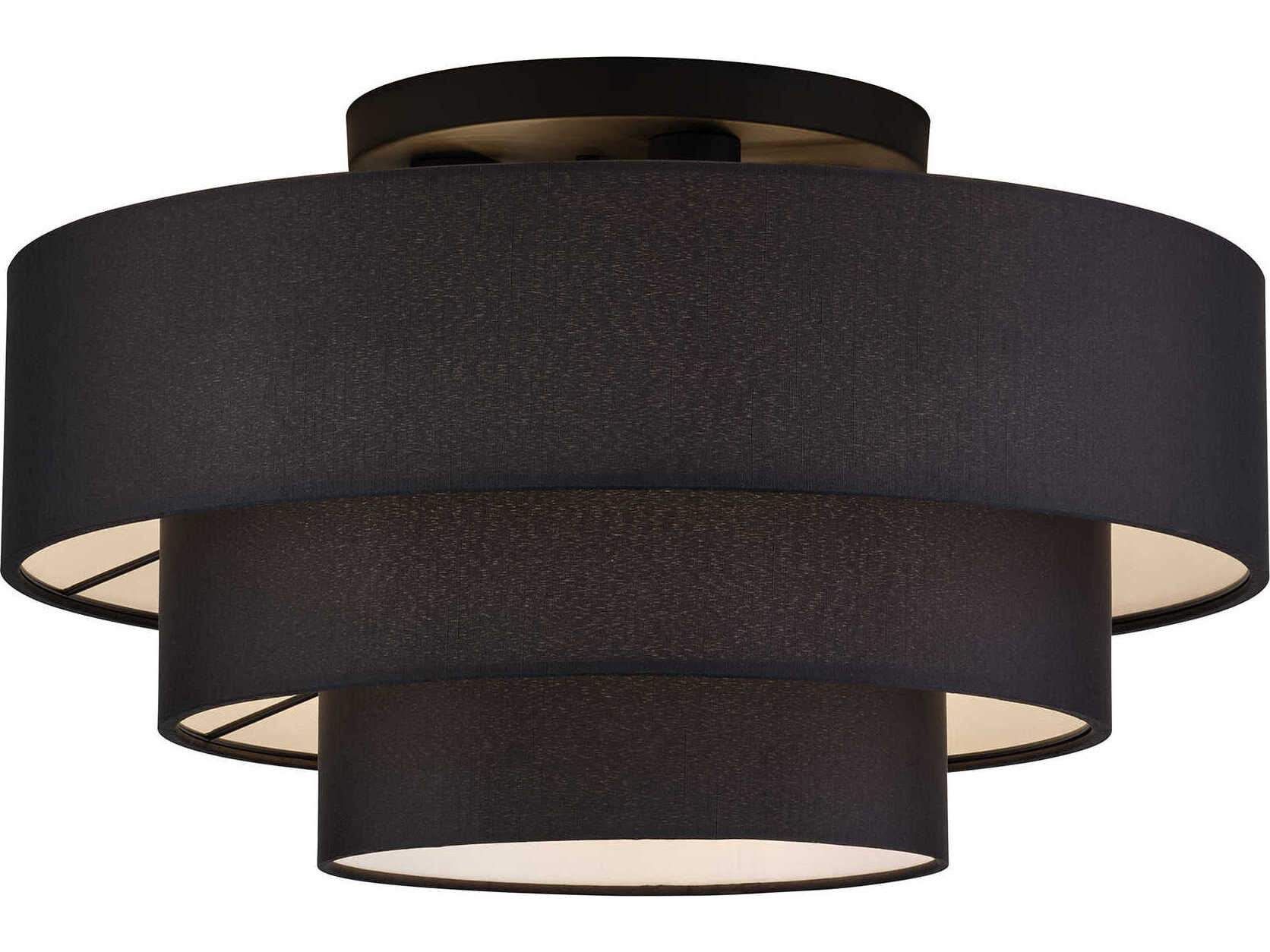 Livex Lighting Bainbridge 4-Light Black Drum Semi Flush Mount