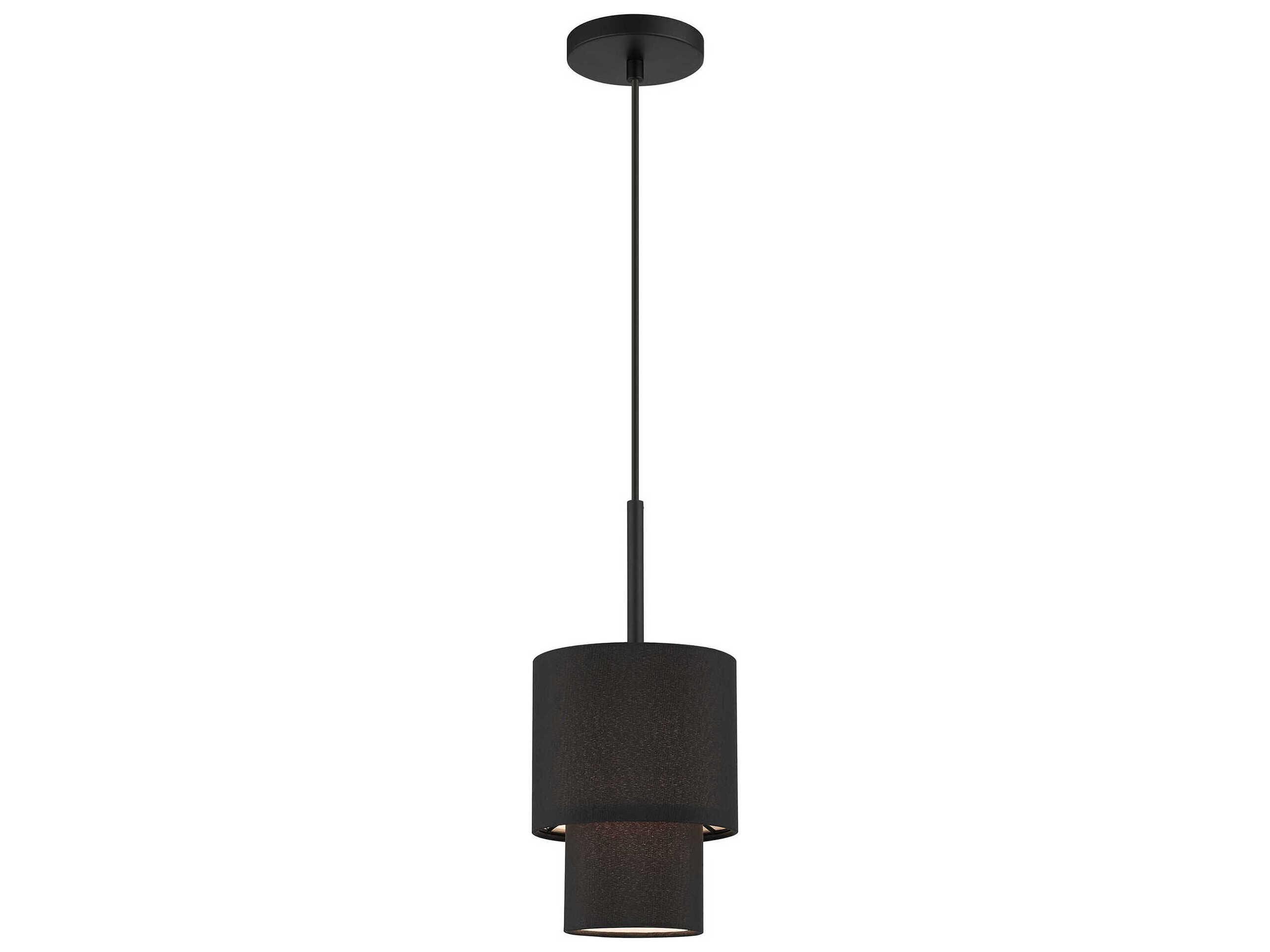 Livex Lighting Bainbridge 1-Light Black Drum Tiered Mini Pendant