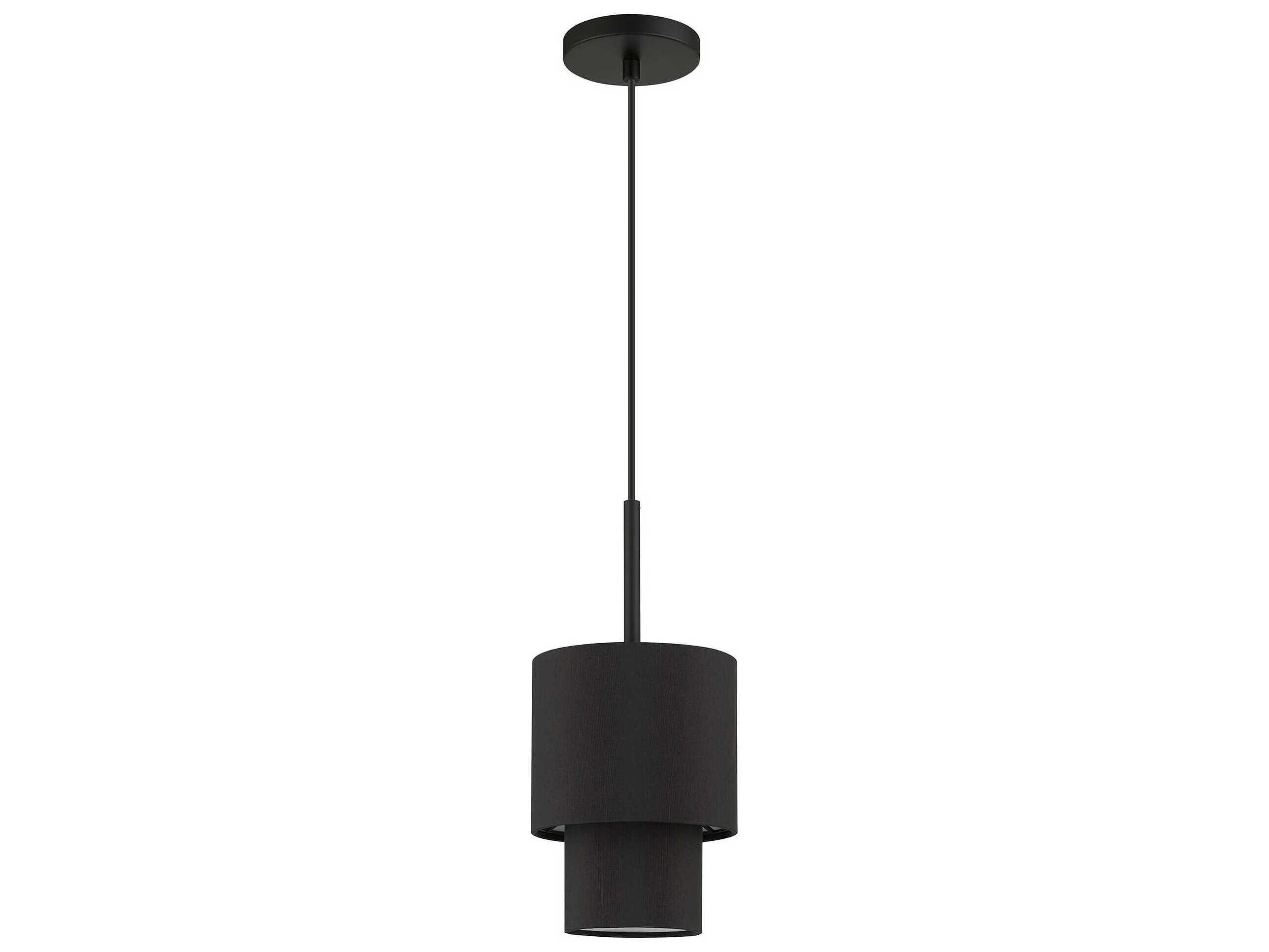 Livex Lighting Bainbridge 1-Light Black Drum Tiered Mini Pendant