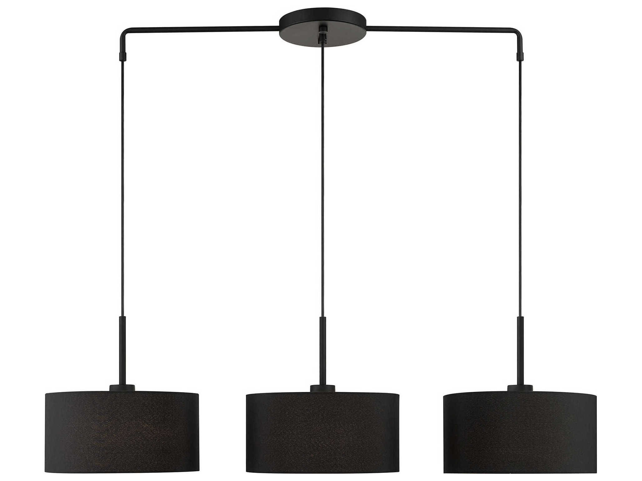 Livex Lighting Bainbridge 3-Light Black Drum Linear Island Pendant