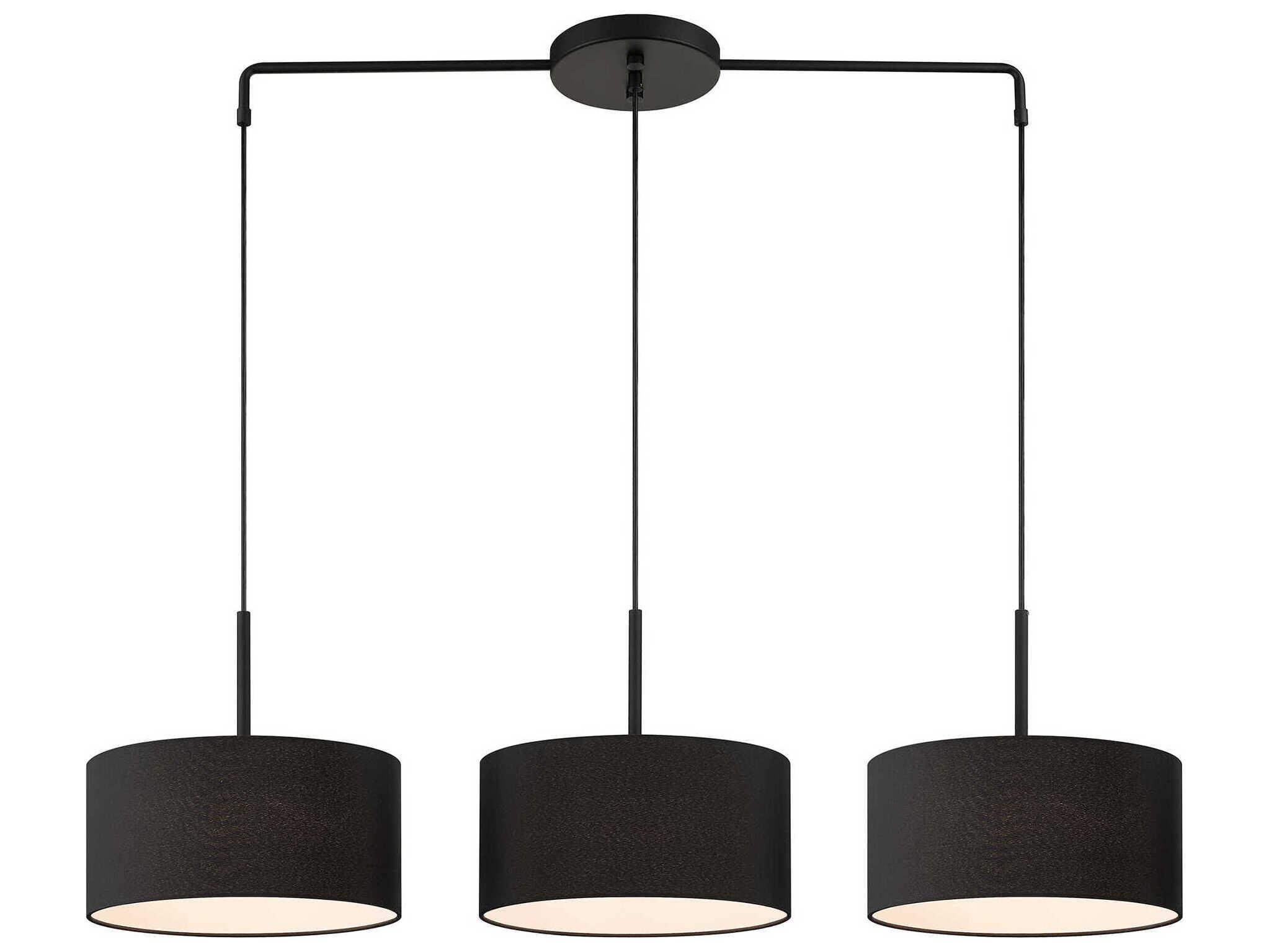 Livex Lighting Bainbridge 3-Light Black Drum Linear Island Pendant