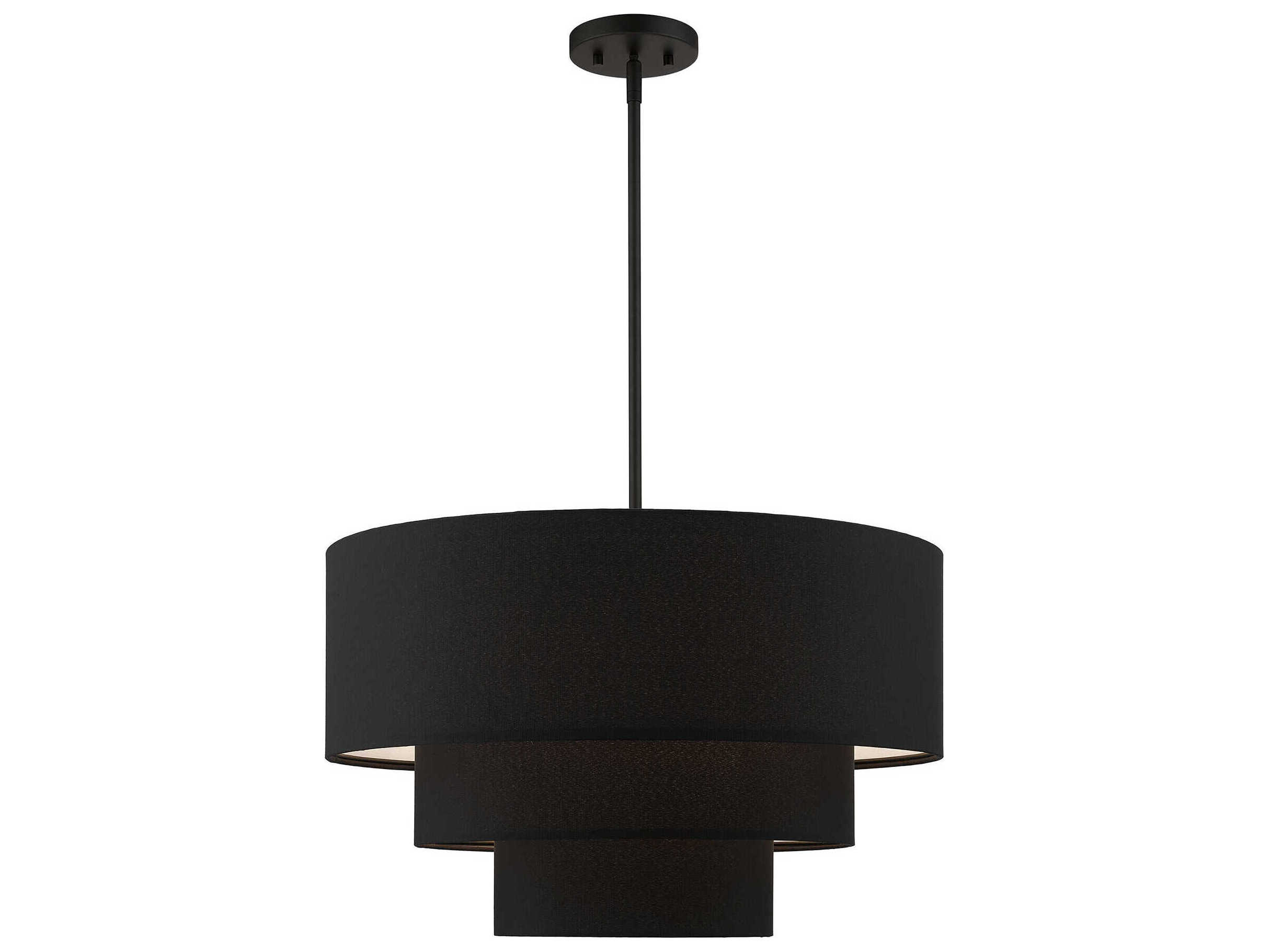 Livex Lighting Bainbridge 4-Light Black Drum Tiered Pendant
