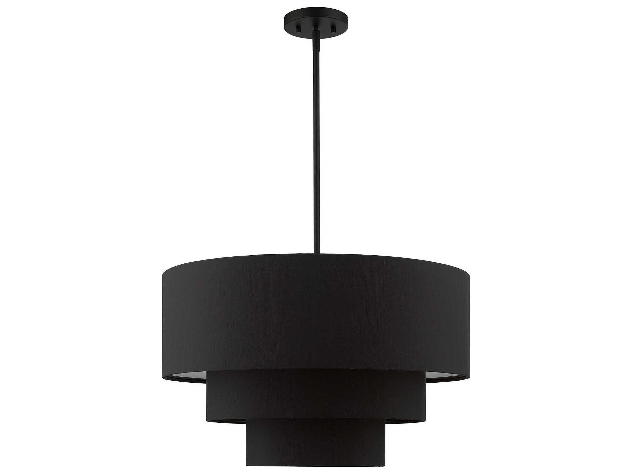 Livex Lighting Bainbridge 4-Light Black Drum Tiered Pendant