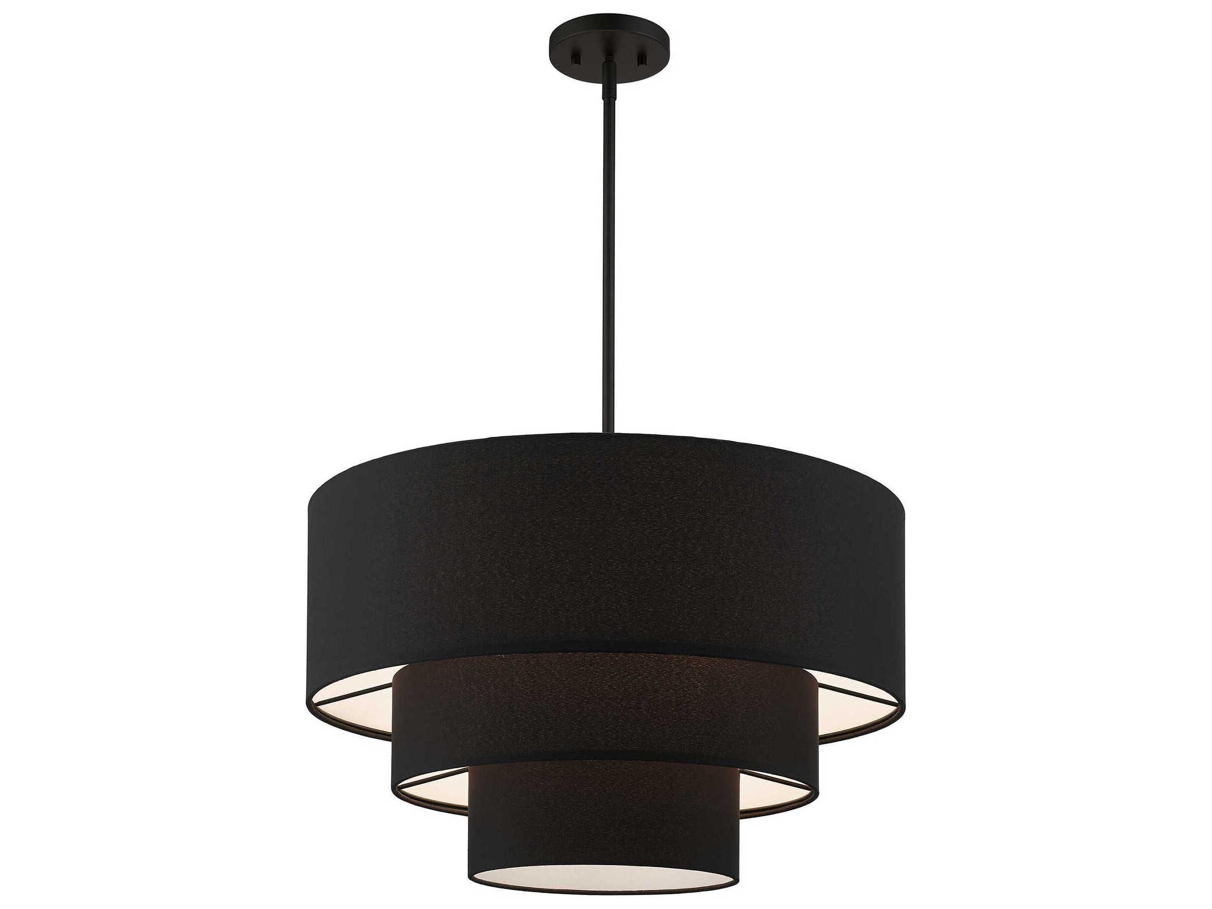 Livex Lighting Bainbridge 4-Light Black Drum Tiered Pendant