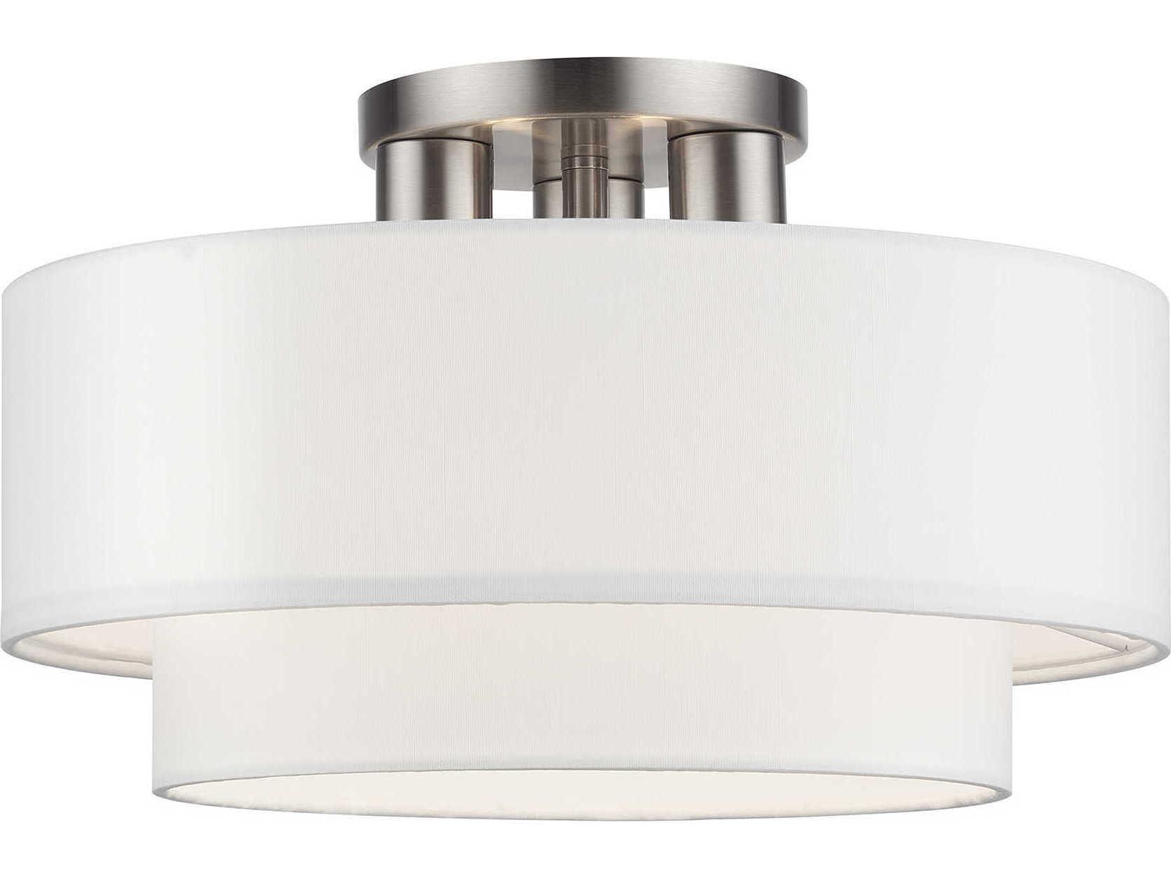 Livex Lighting Manorwood 3-Light Brushed Nickel Semi Flush Mount
